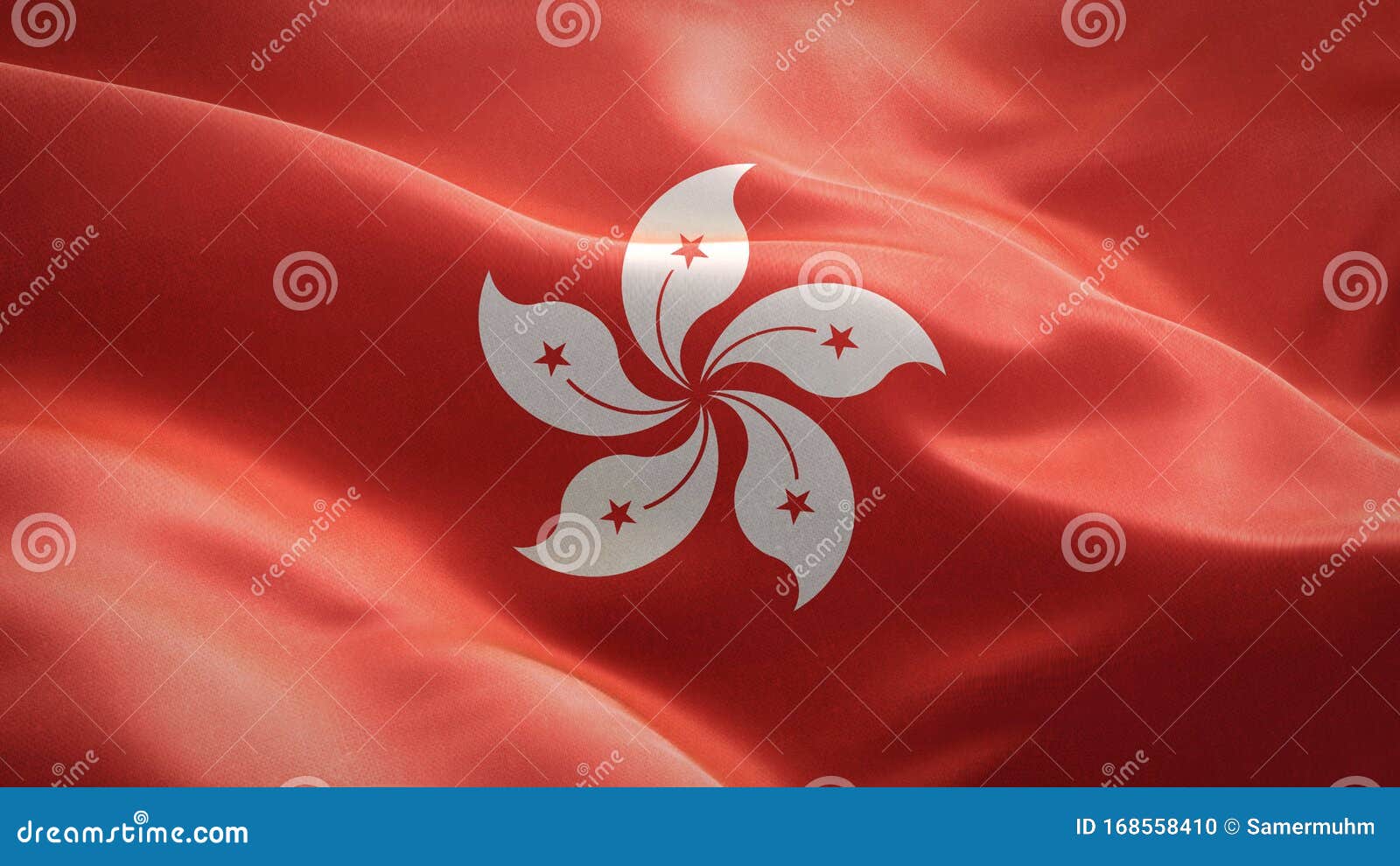 迎风挥舞的香港国旗3d Waving旗标设计国家符号 3d渲染库存例证 插画包括有要素 金属