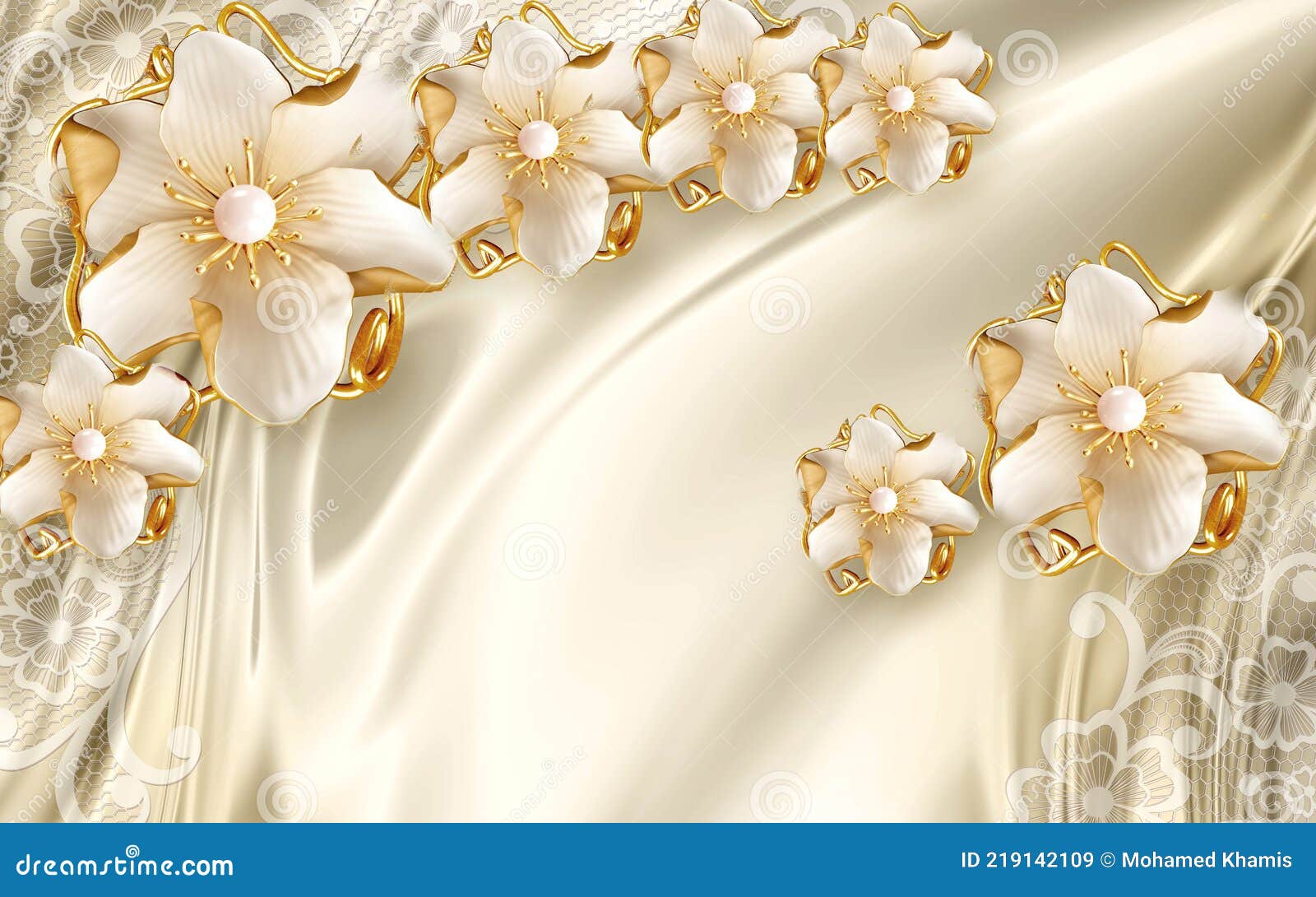金丝色背景中的3d壁纸金色珠宝花库存例证 插画包括有丝绸 金黄 家庭 居住 墙纸 珠宝