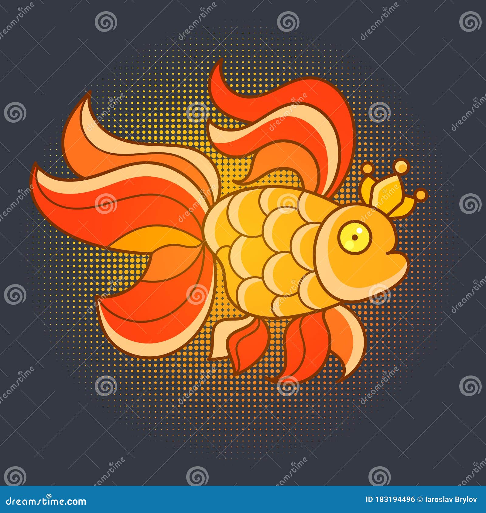 金鱼 真实插图矢量图图标剪影贴纸 补丁徽章可爱魔术卡通幻想可爱动物符号向量例证 插画包括有金黄 海运