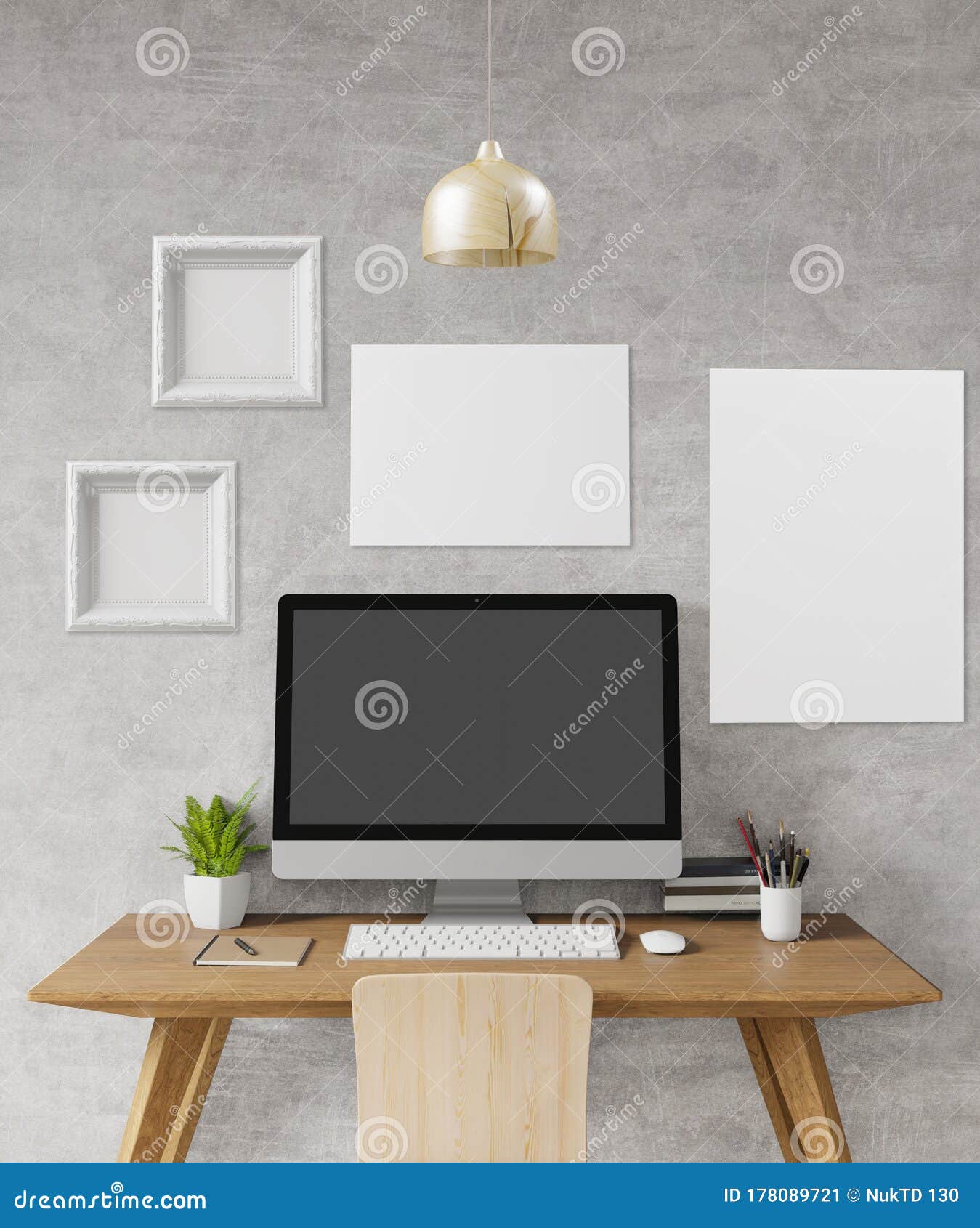 阁楼办公桌 模型 复制空间 模板 在家工作库存例证 插画包括有嘲笑 计算机 商业 桌面 创造性