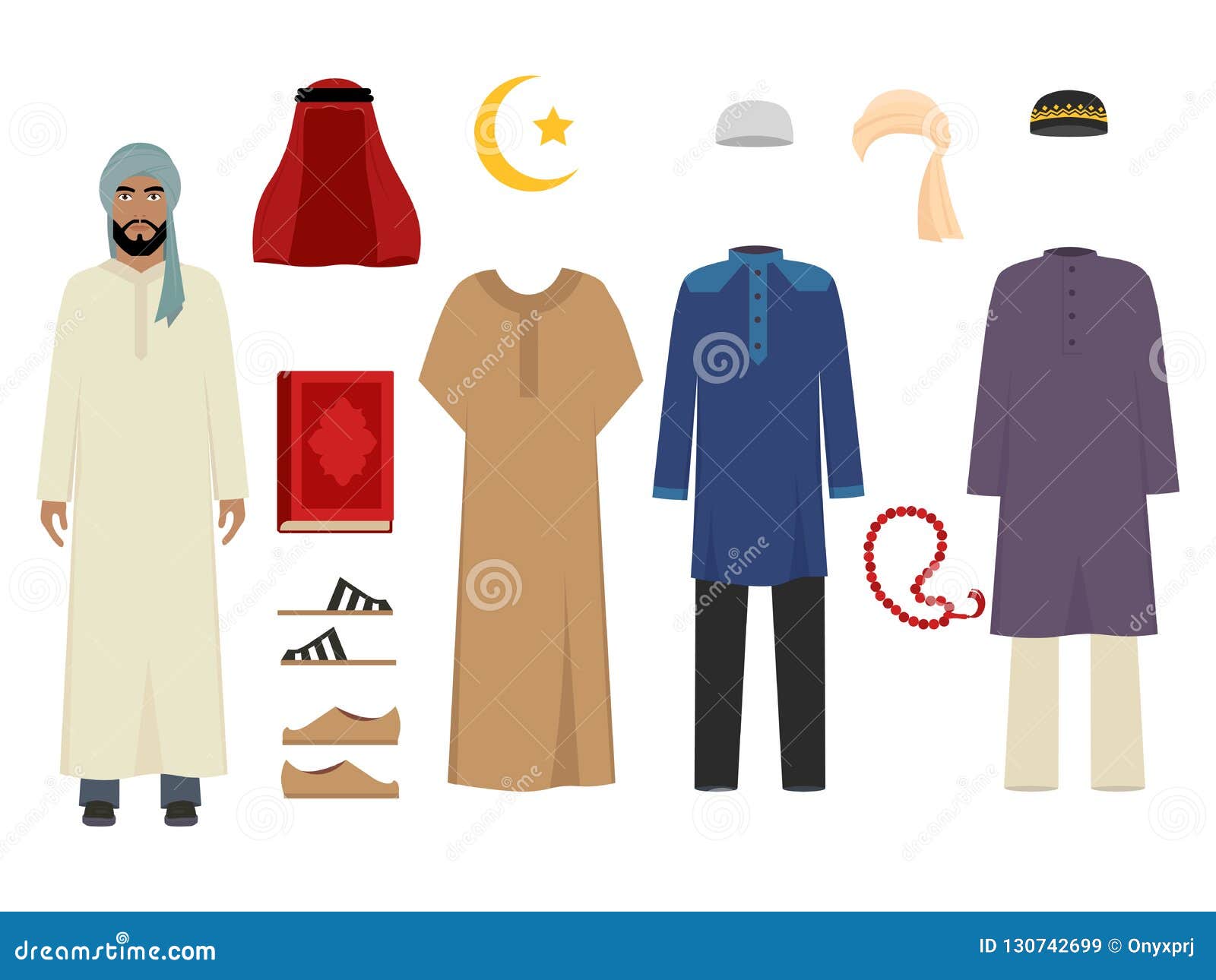 阿拉伯人衣裳男性服装衣橱项目回教伊朗人和土耳其苏丹传染媒介全国伊斯兰教的时尚向量例证 插画包括有人力 图象
