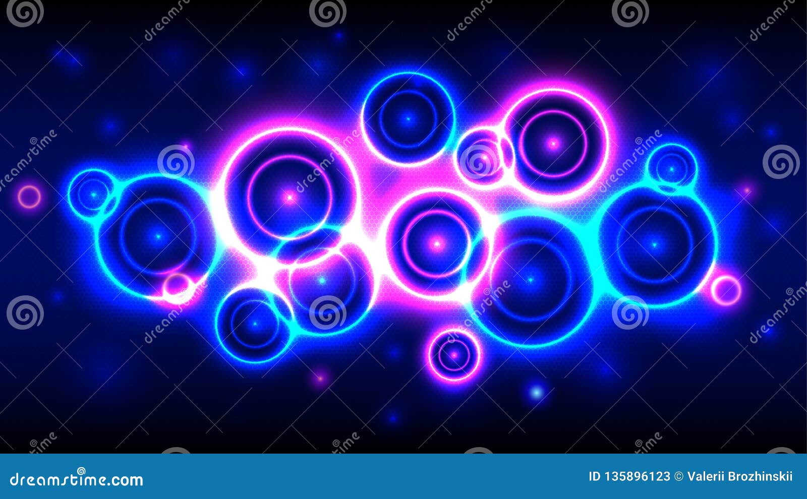 霓虹党背景，抽象多色背景明亮的圈子向量例证. 插画包括有音乐会, 欢乐 