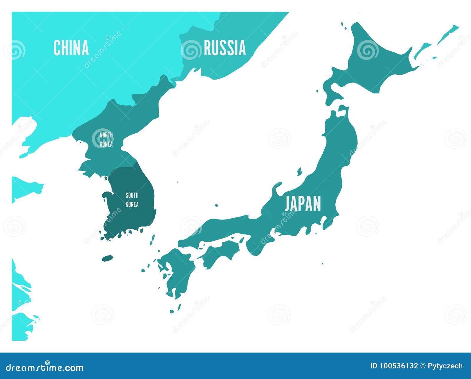 韩国和日本地区 韩国 北朝鲜和日本的政治地图向量例证 插画包括有