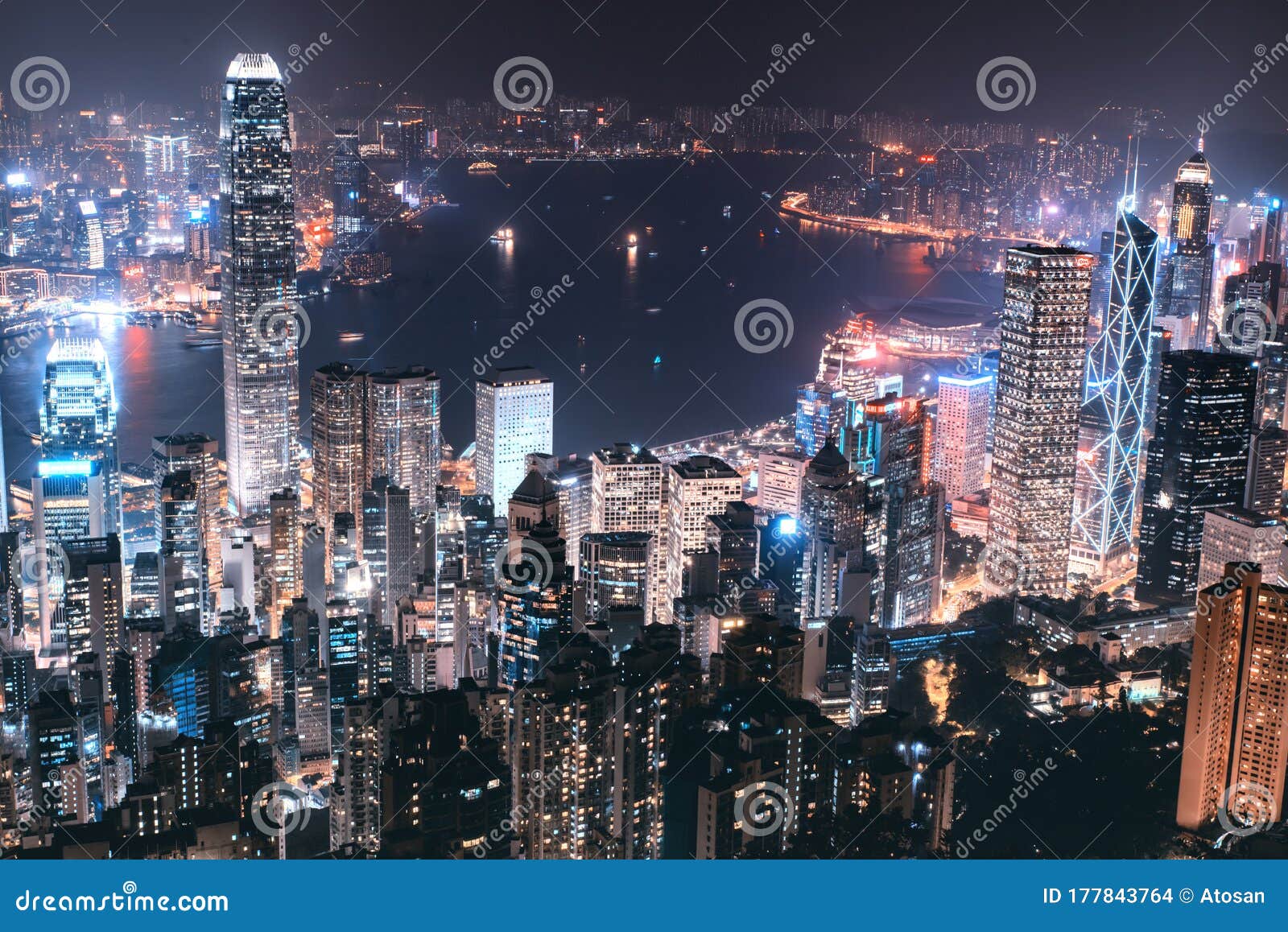 香港夜景城市夜生活的壮丽景观编辑类库存图片 图片包括有寄生虫 改良 办公室 中国 五颜六色