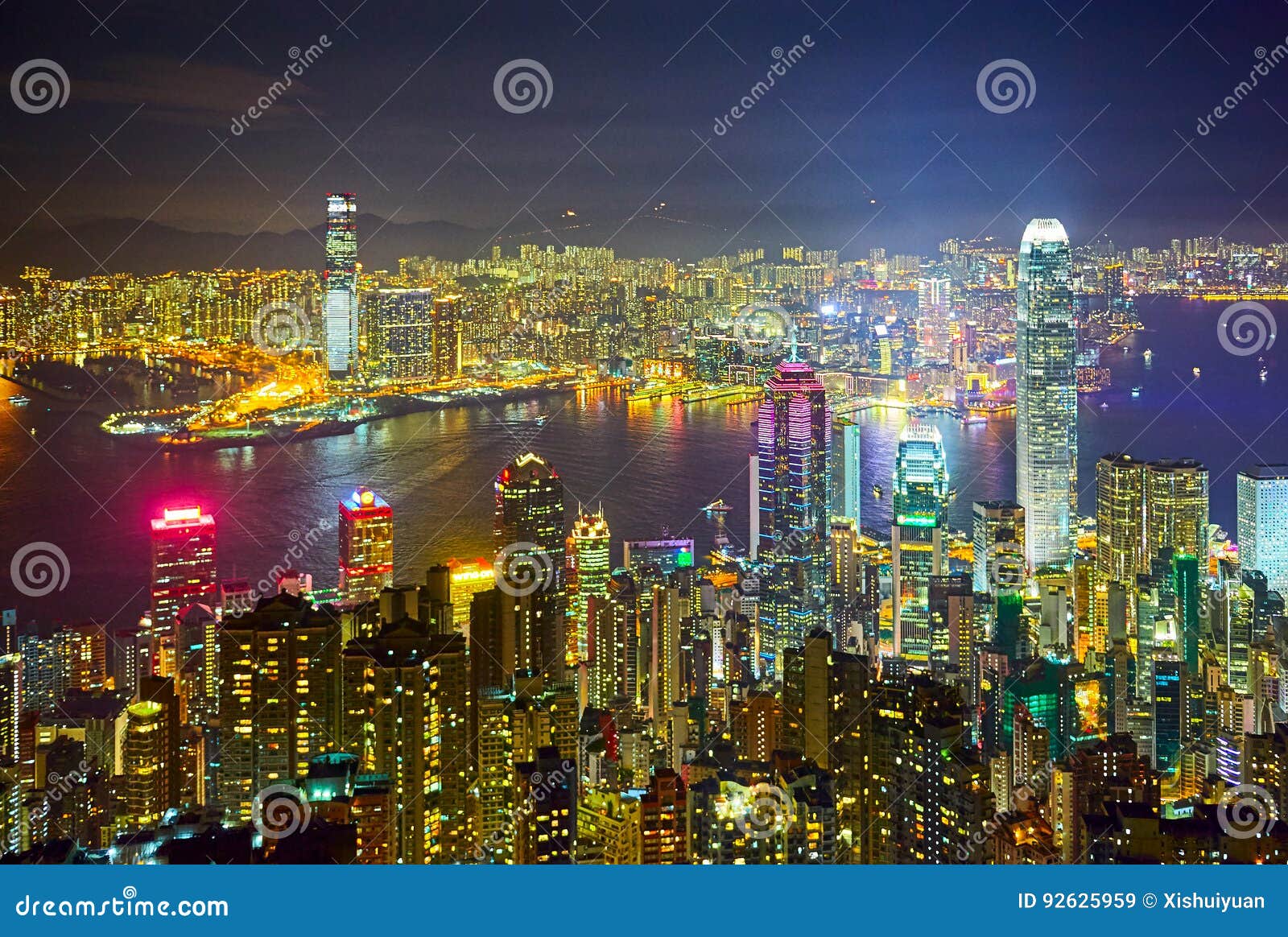 香港夜景库存图片 图片包括有海岸 中心 风景 横向 海洋 挂接 公园 照片 画廊