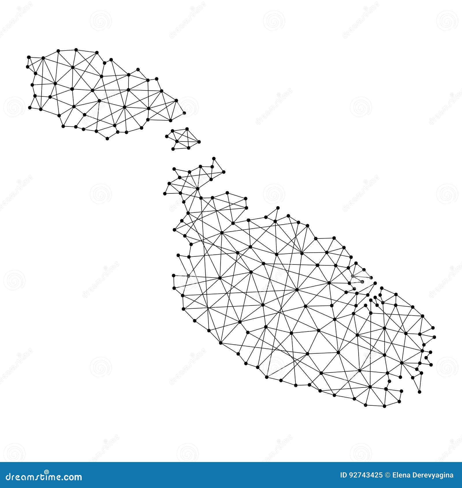 马耳他地图从多角形黑线,例证小点的库存例证
