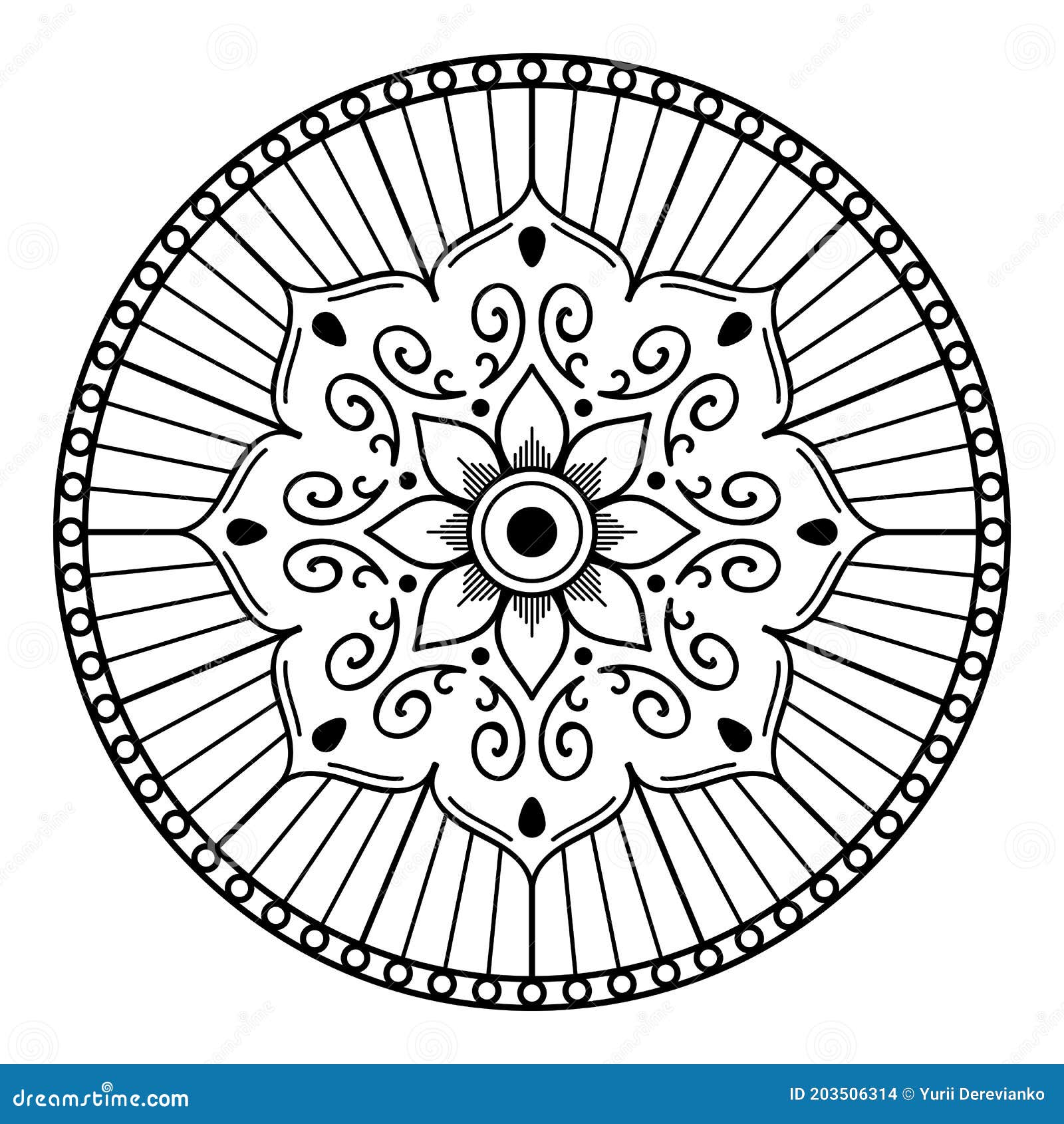 黑白曼陀罗图案库存例证 插画包括有成人 查出 装饰 案件 印第安语 看板卡 图标 坛场 203506314