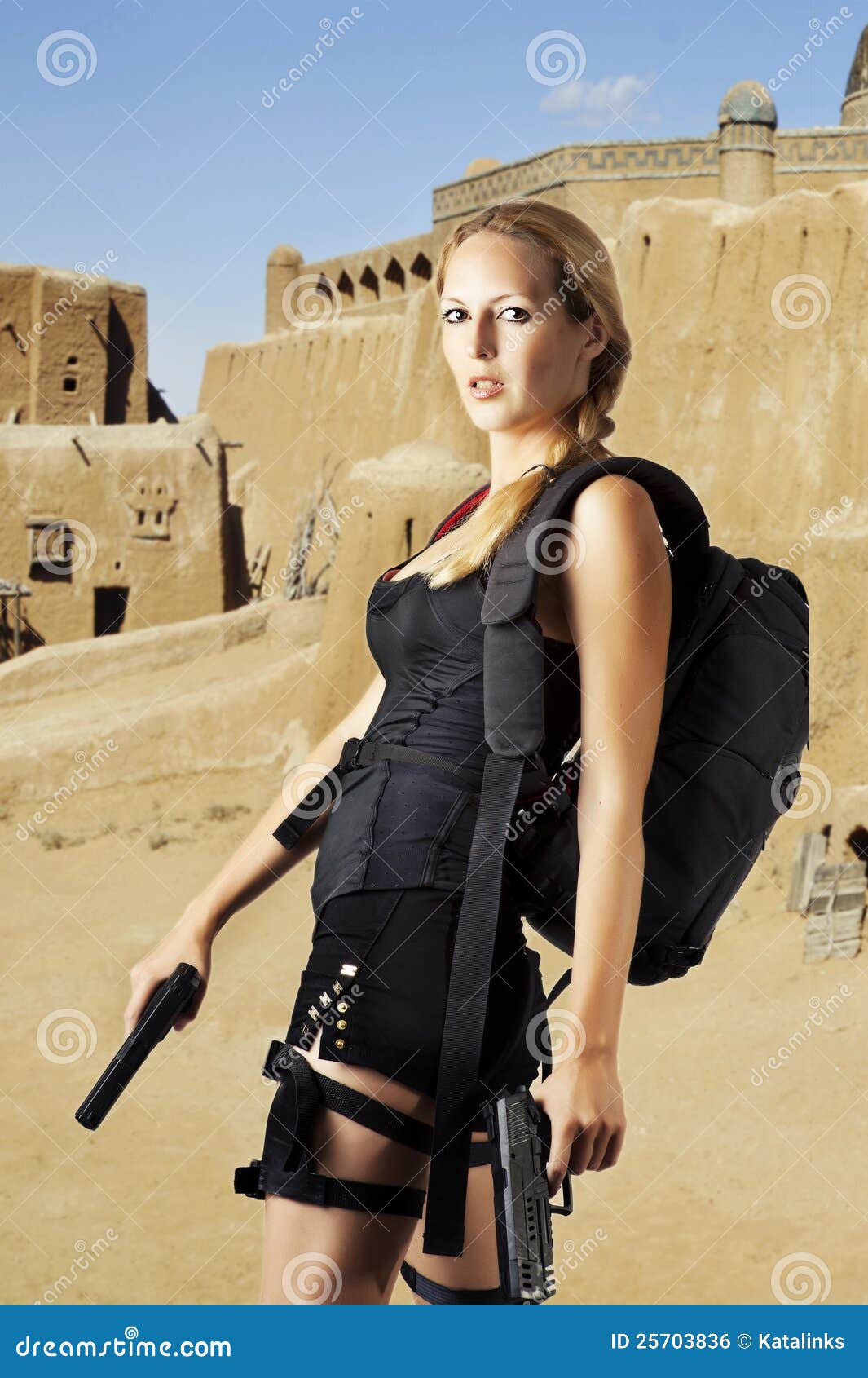 Female Model With Two Hand Guns Stock Photo - Image: 25703836