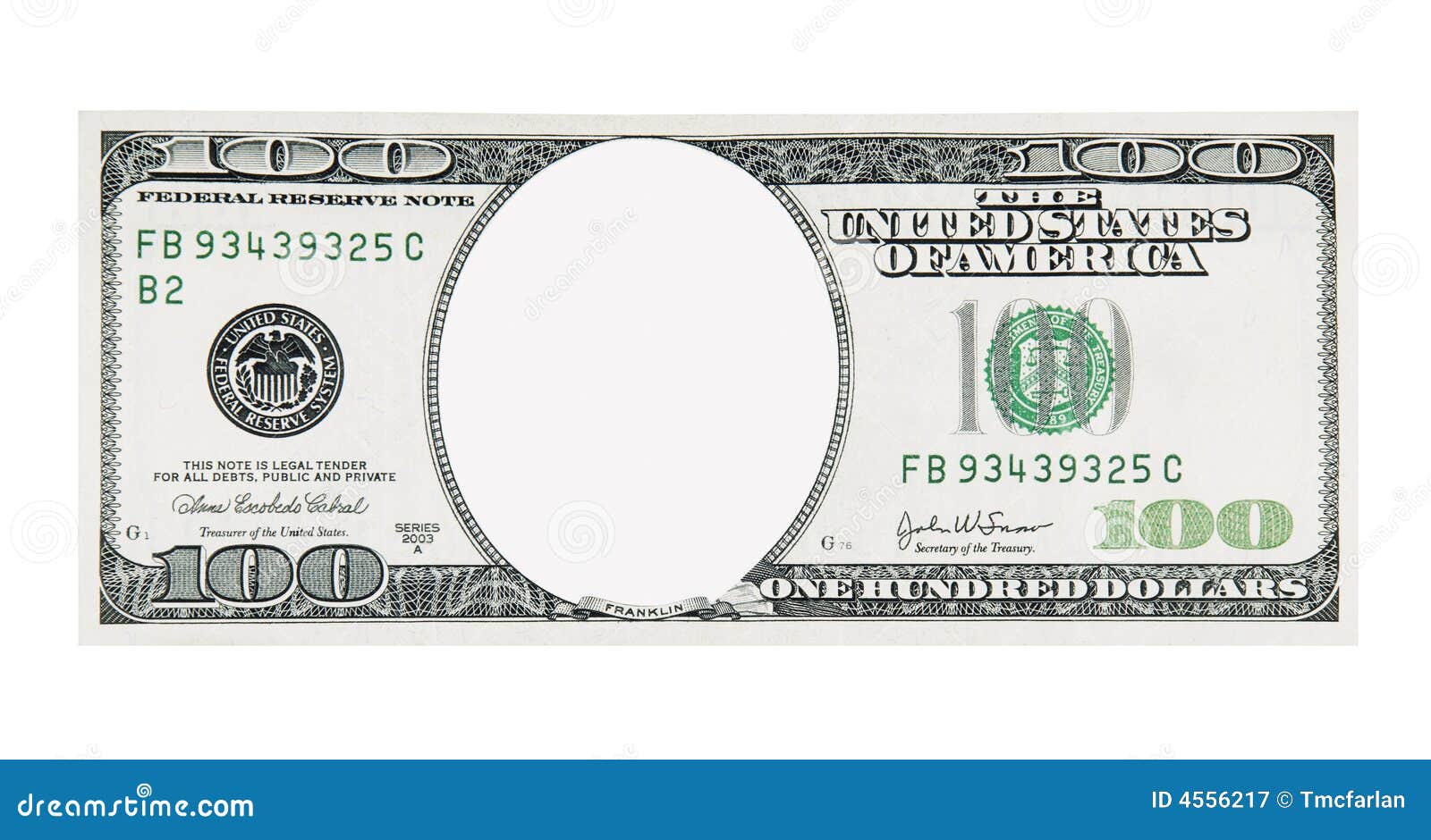 100 dollar bill front no face