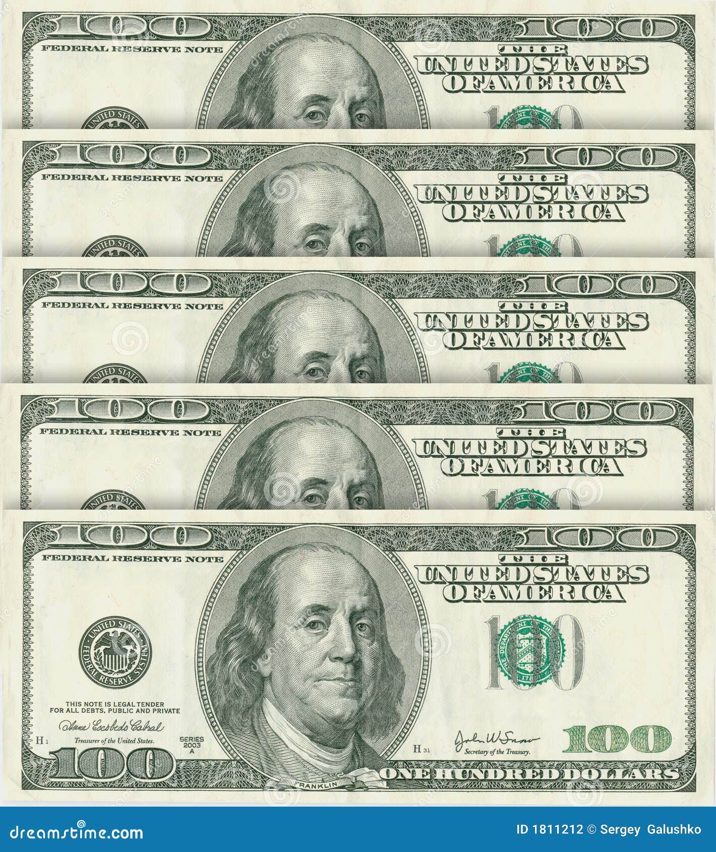 Anblick von Franklin von - für 100 Dollarbanknoten (Collage)