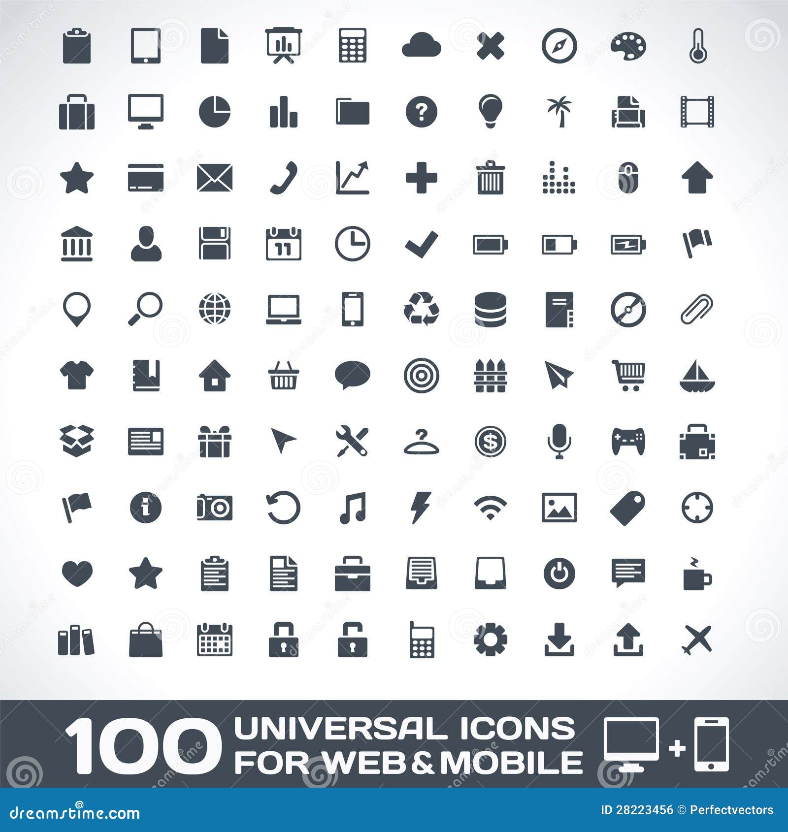 100 universal icons for web and mobile