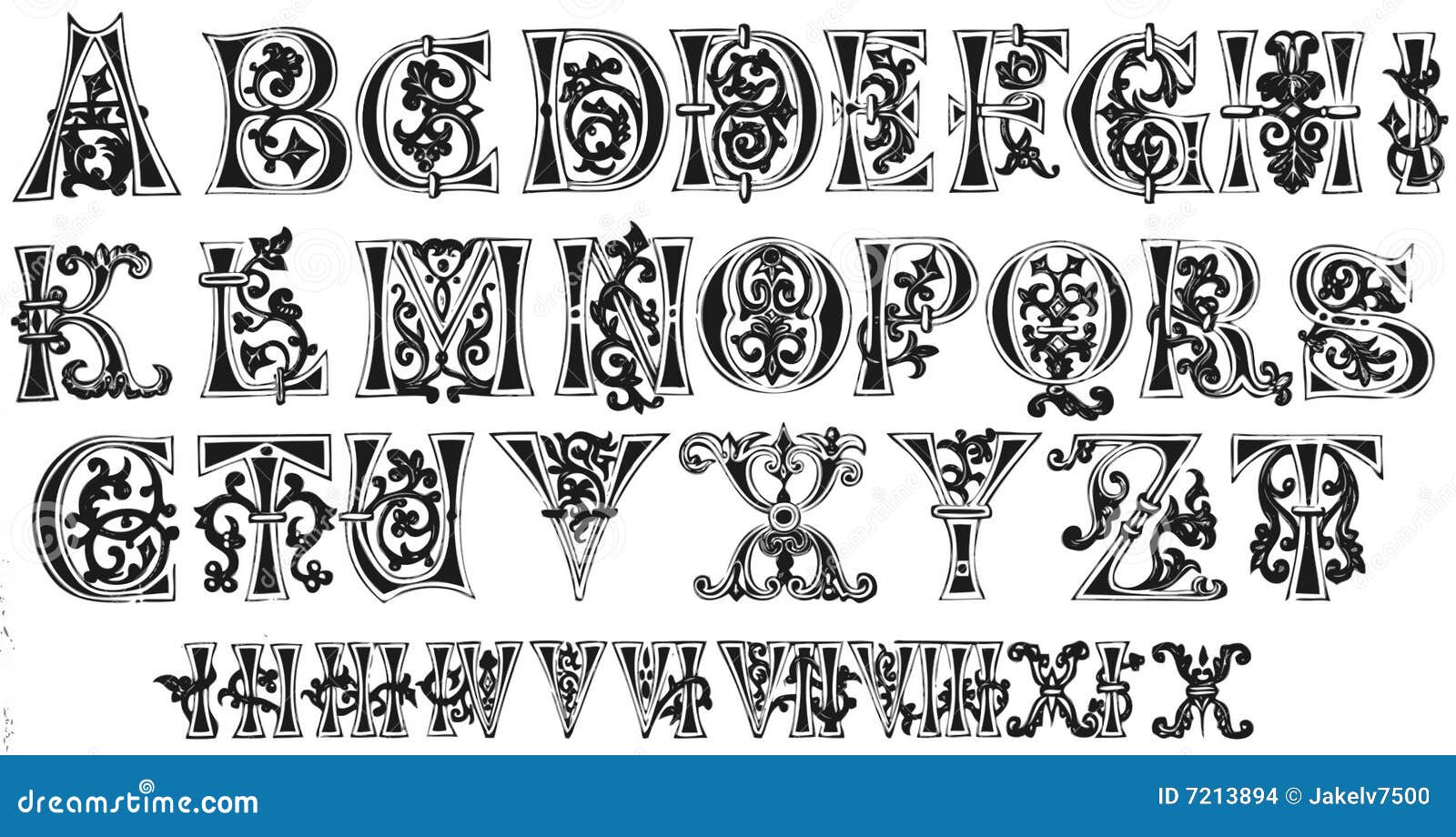 11世纪罗马首字母的数字库存例证 插画包括有封锁 首字母 资本 独自