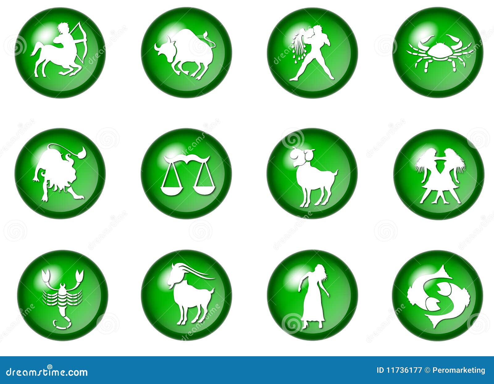 12 green zodiac buttons stock illustration. Illustration of astrology