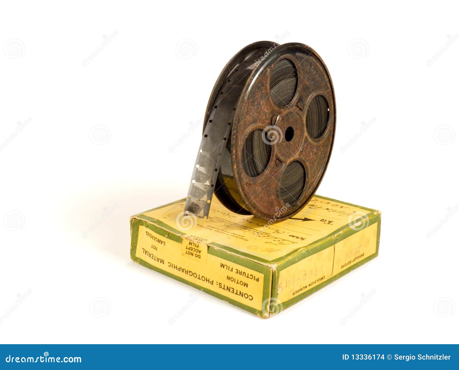 16mm 30m film reel and box stock photo. Image of yellow - 13336174