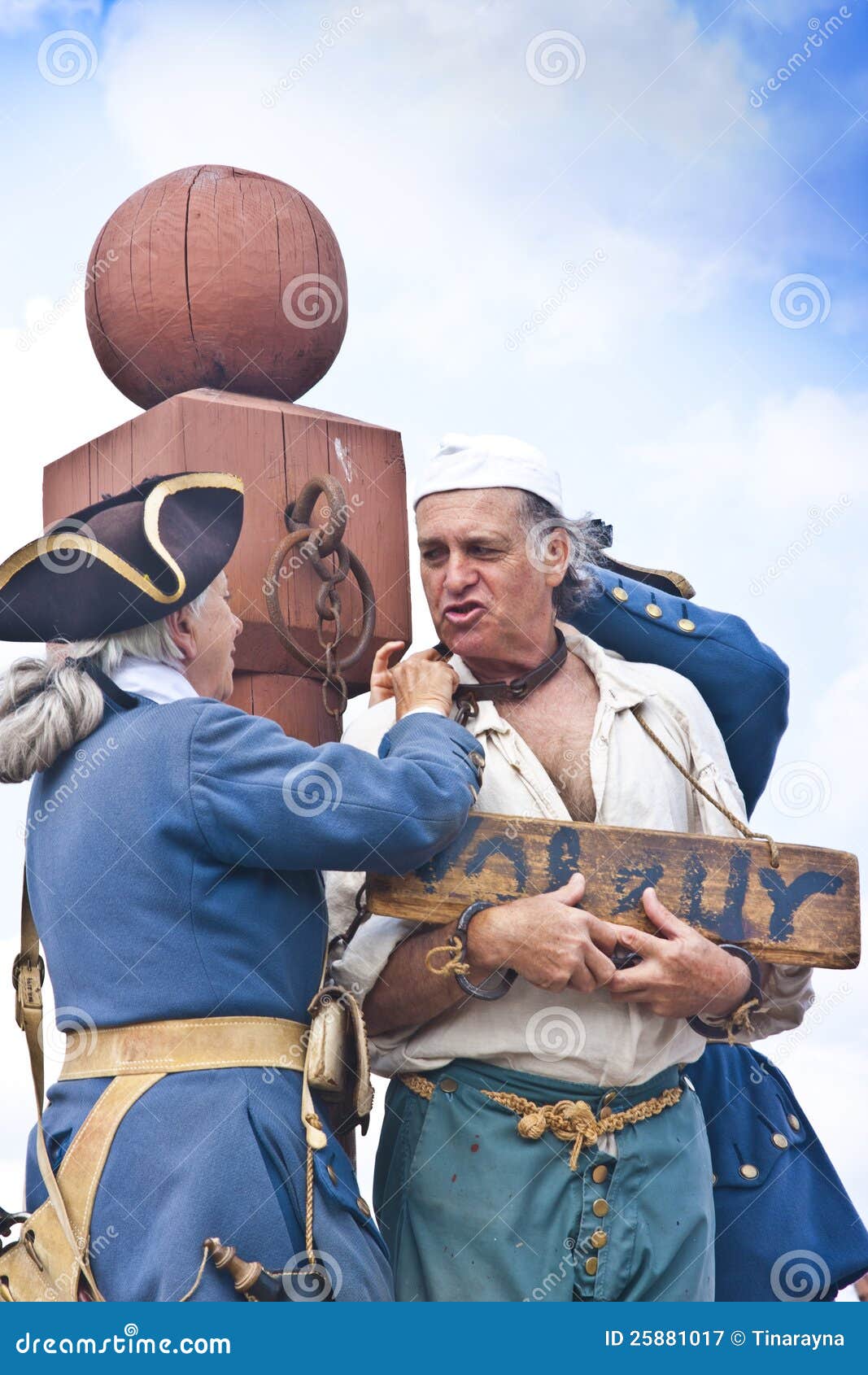 17th Century Criminal Being Shackled Editorial Photography Image of