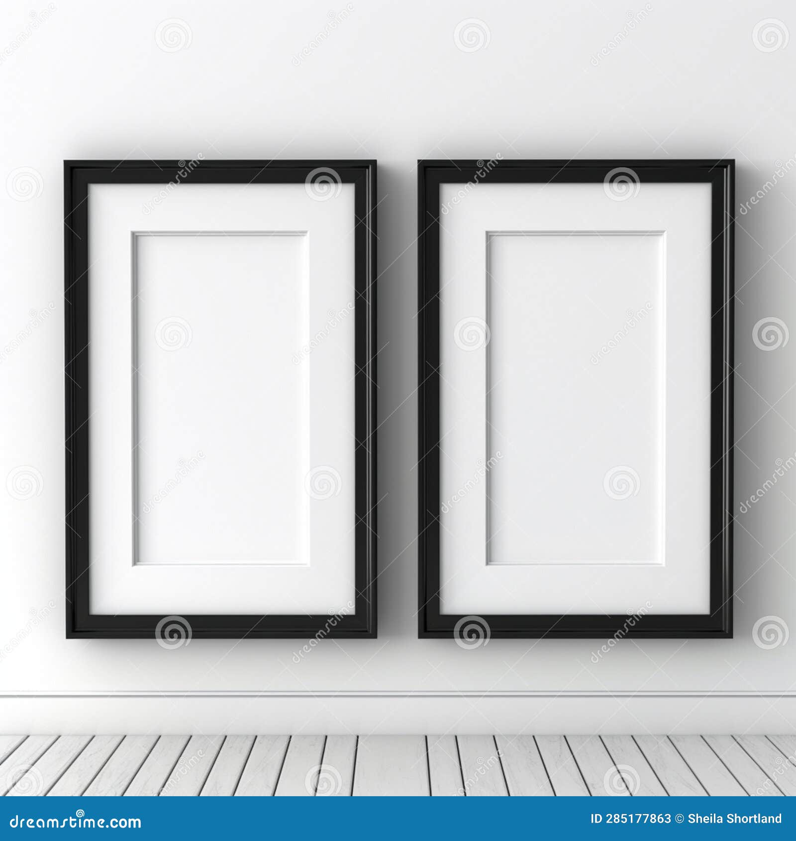 2 Black Vertical Wall Art Frames Stock Illustration Illustration of