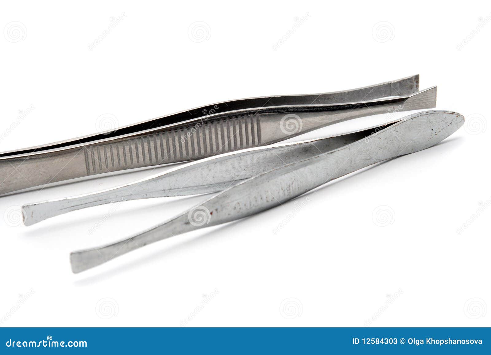2 Horizontal Metal Tweezers Stock Image Image of isolated, close