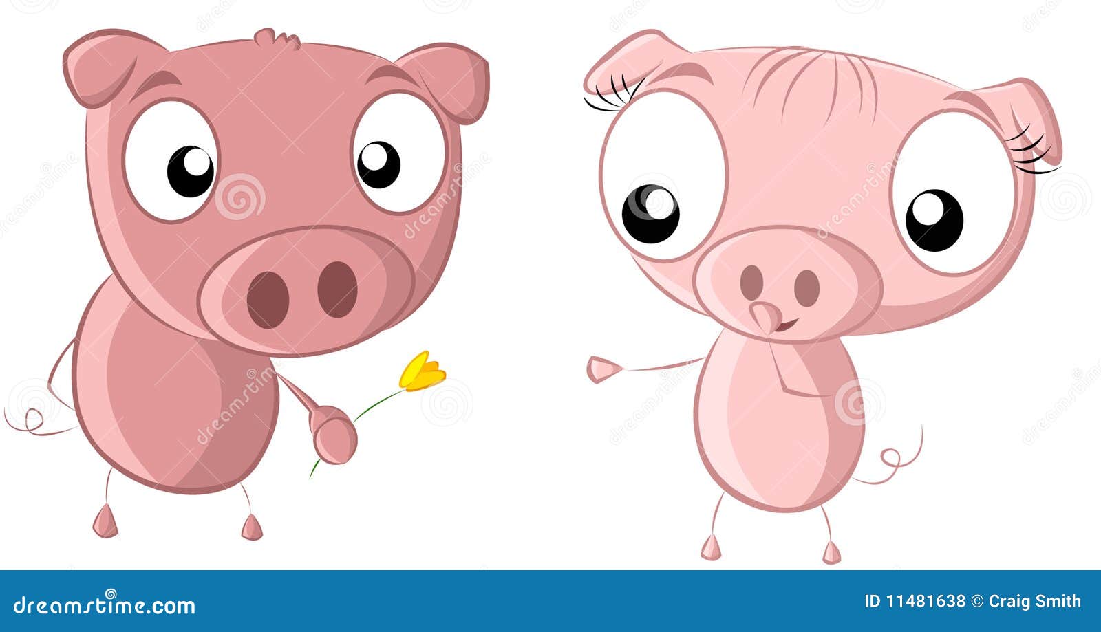 2 pigs flower stock illustration. Illustration of couple 11481638