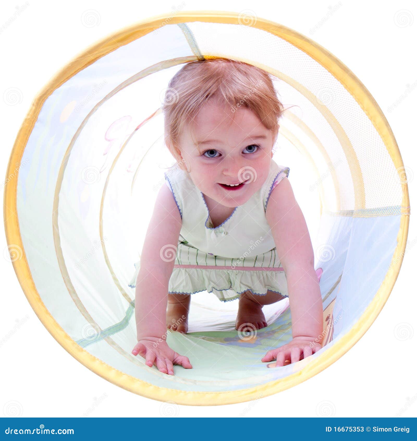 2 Year Old Girl Crawling in a Tunnel Stock Image Image of crawling, playing 16675353