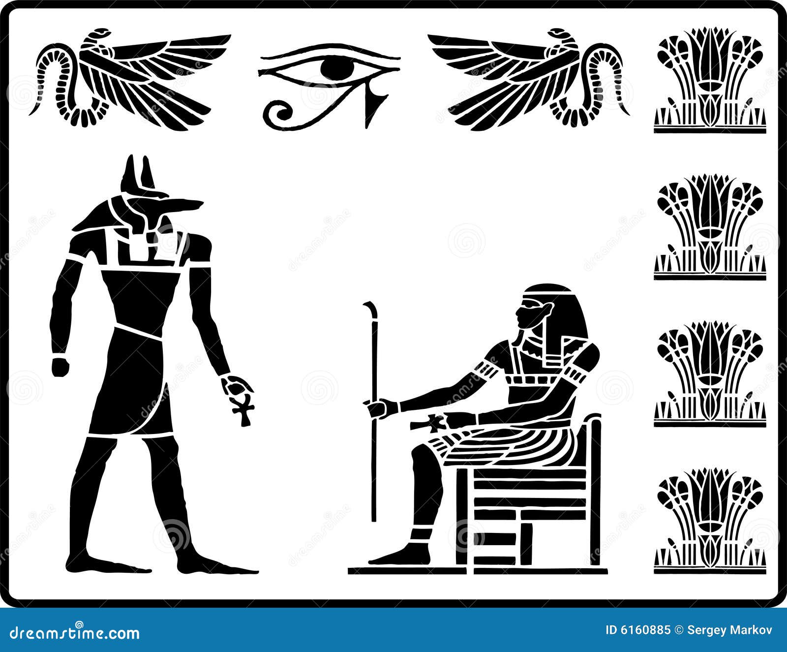 Египетский орнамент черно белый