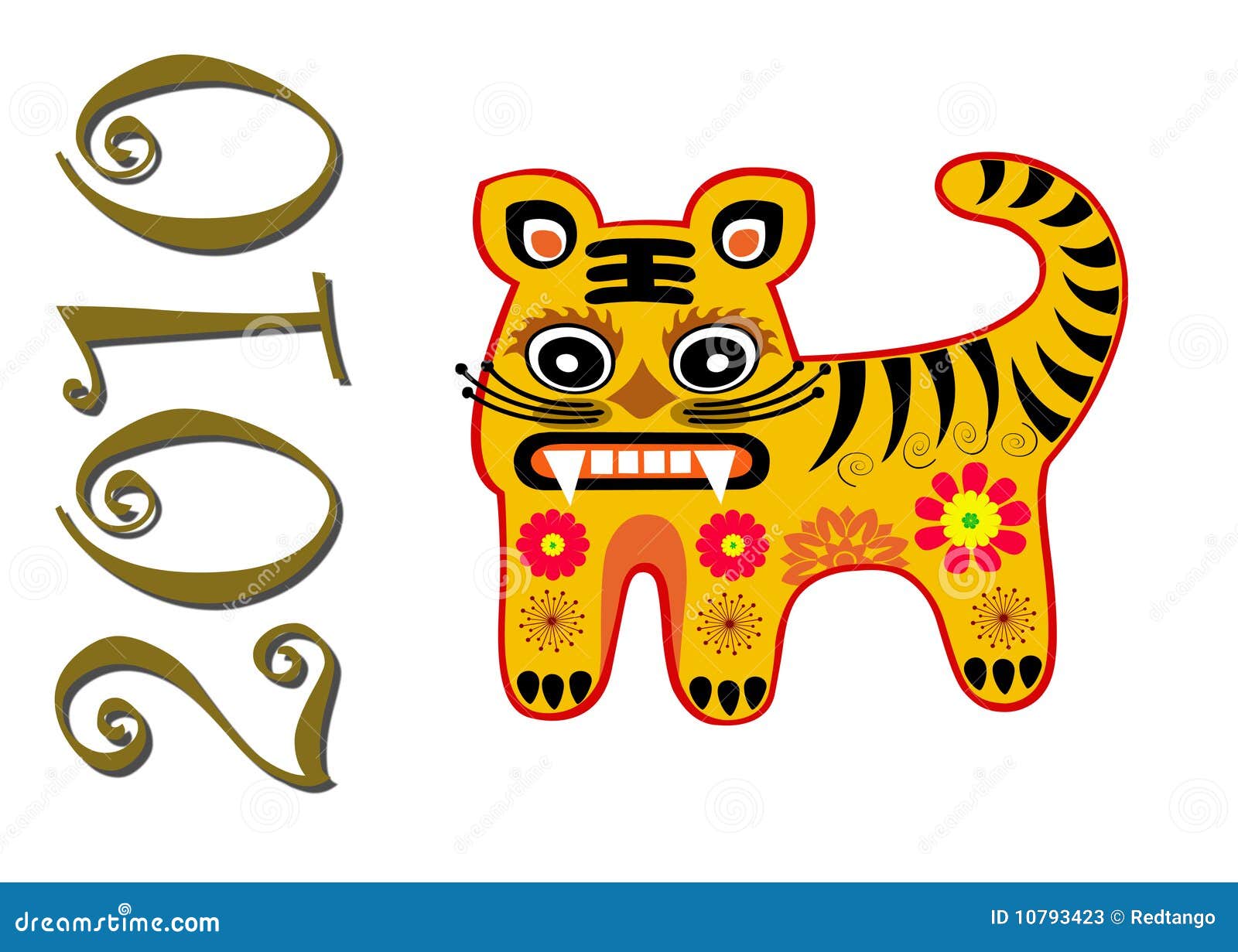 2010 Year of Tiger Greeting Card Stock Illustration - Illustration of  zodiac, symbolic: 10793423, image size:1600x1231