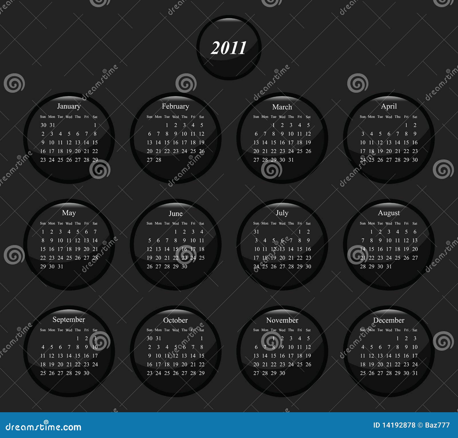 Monochrome black and white icon 2011 calendar