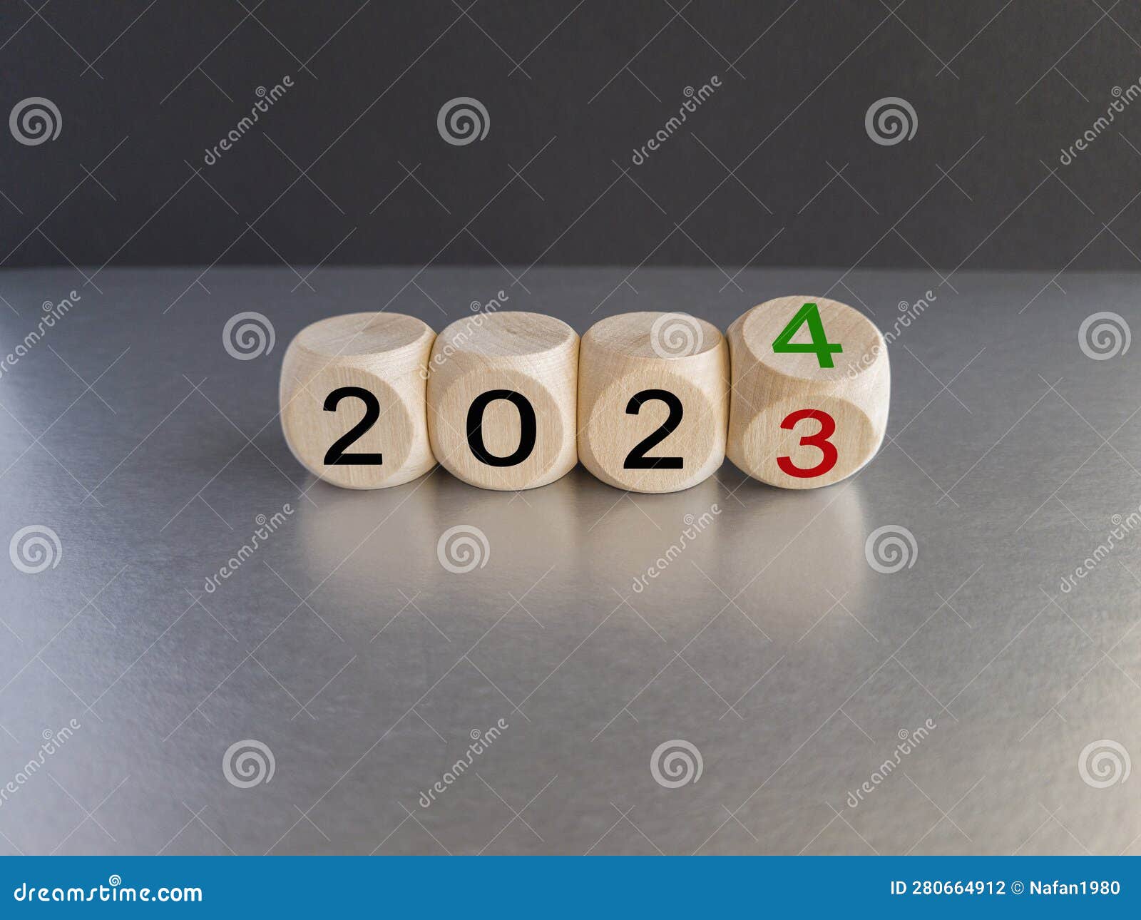 2024 Happy New Year Symbol. Wooden Cubes Symbolize the Change from 2023