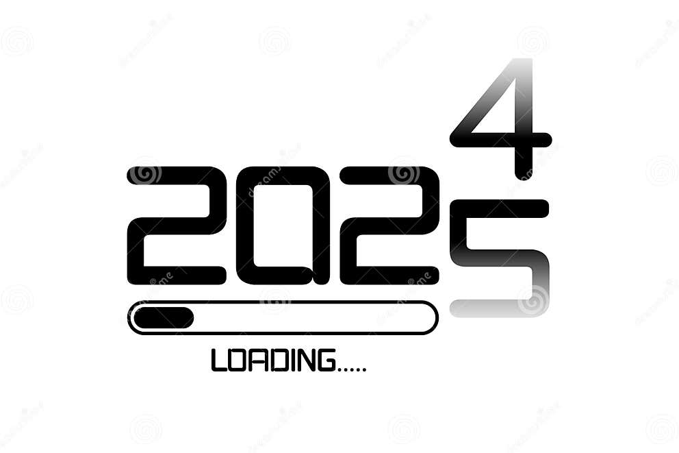 2024 Loading To Up 2025 Icon Flat Style. Progress Bar almost Reaching