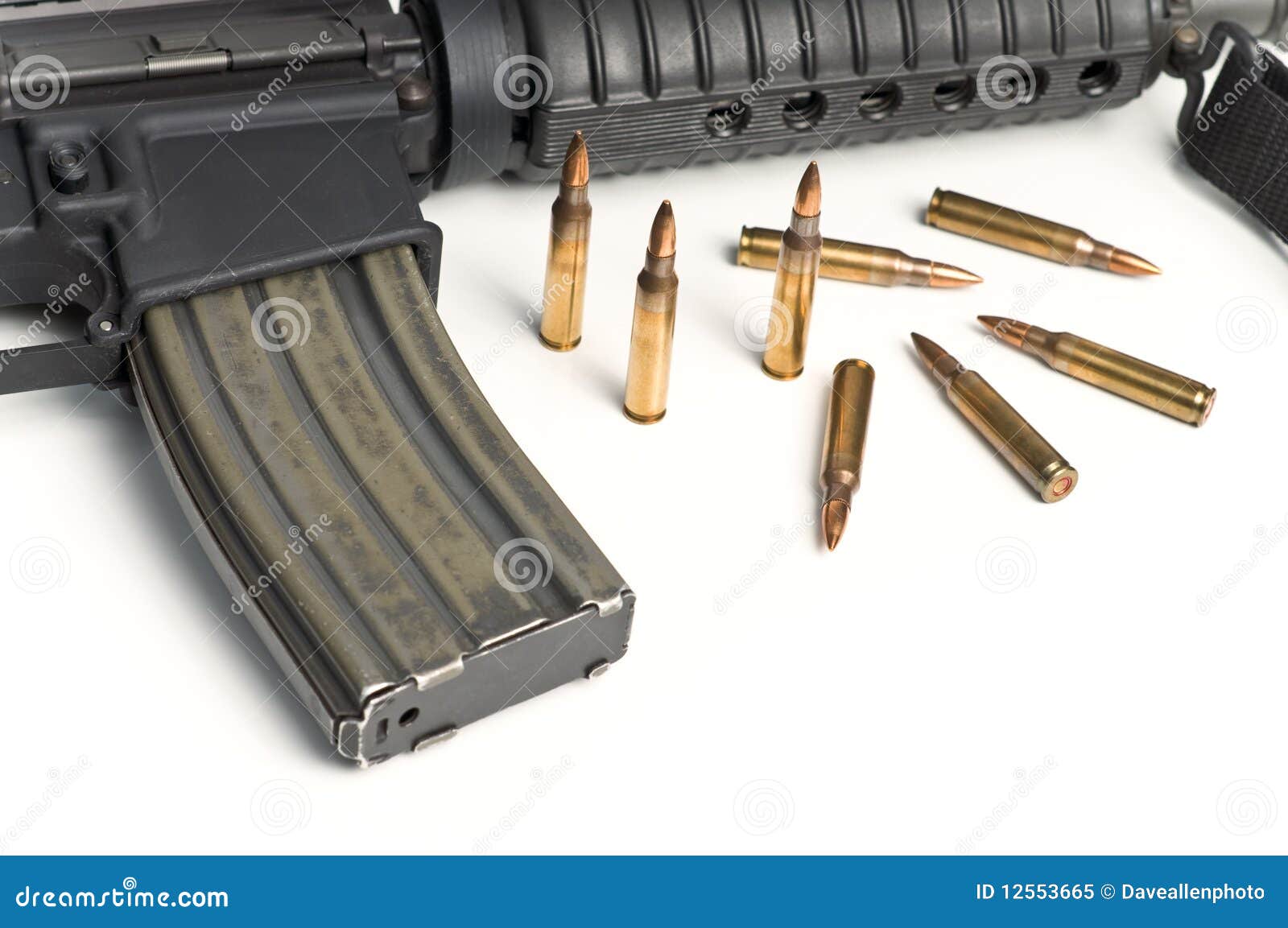 223 Bullets with M16 Style Military Assault Rifle Stock Image Image