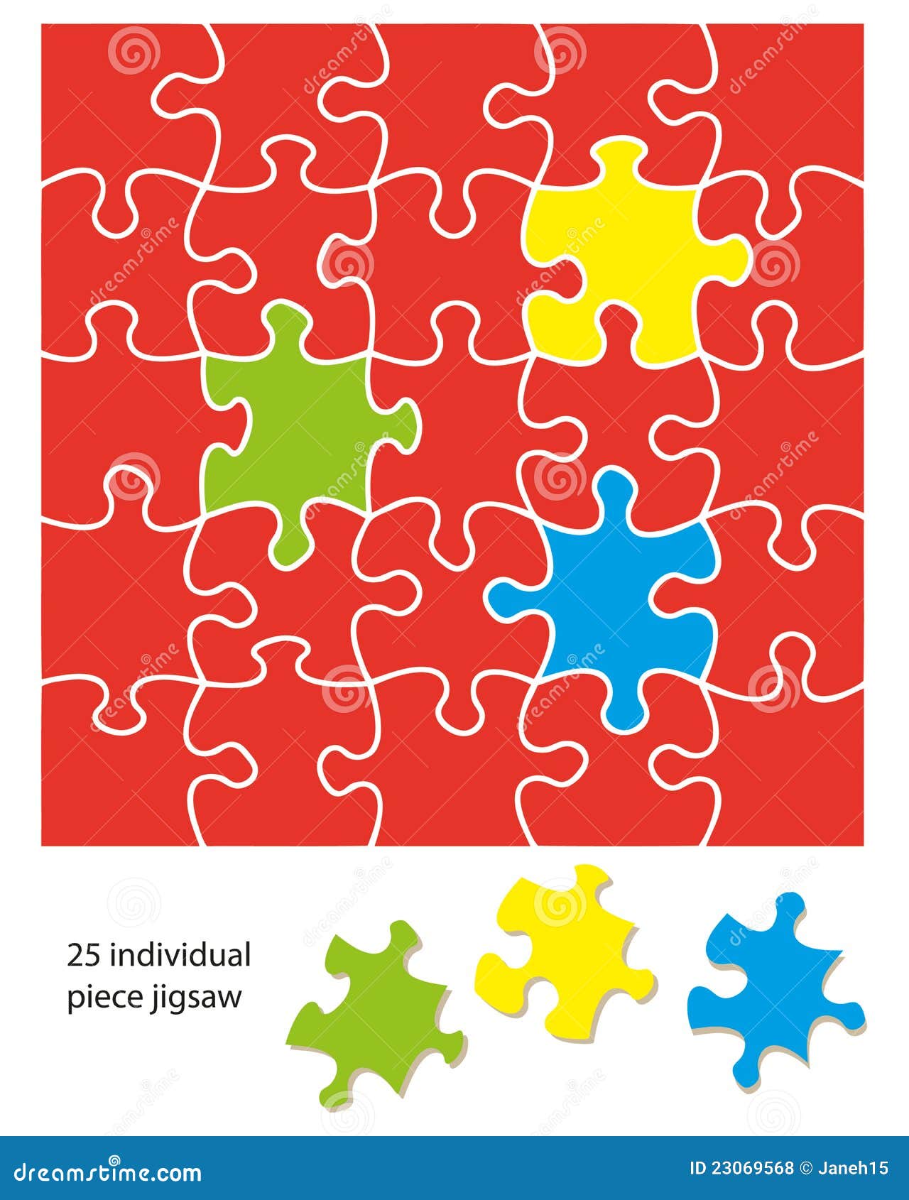 25 piece jigsaw stock vector. Illustration of single 23069568