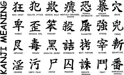 28 Japanese hieroglyphs stock illustration. Illustration of font - 4886899