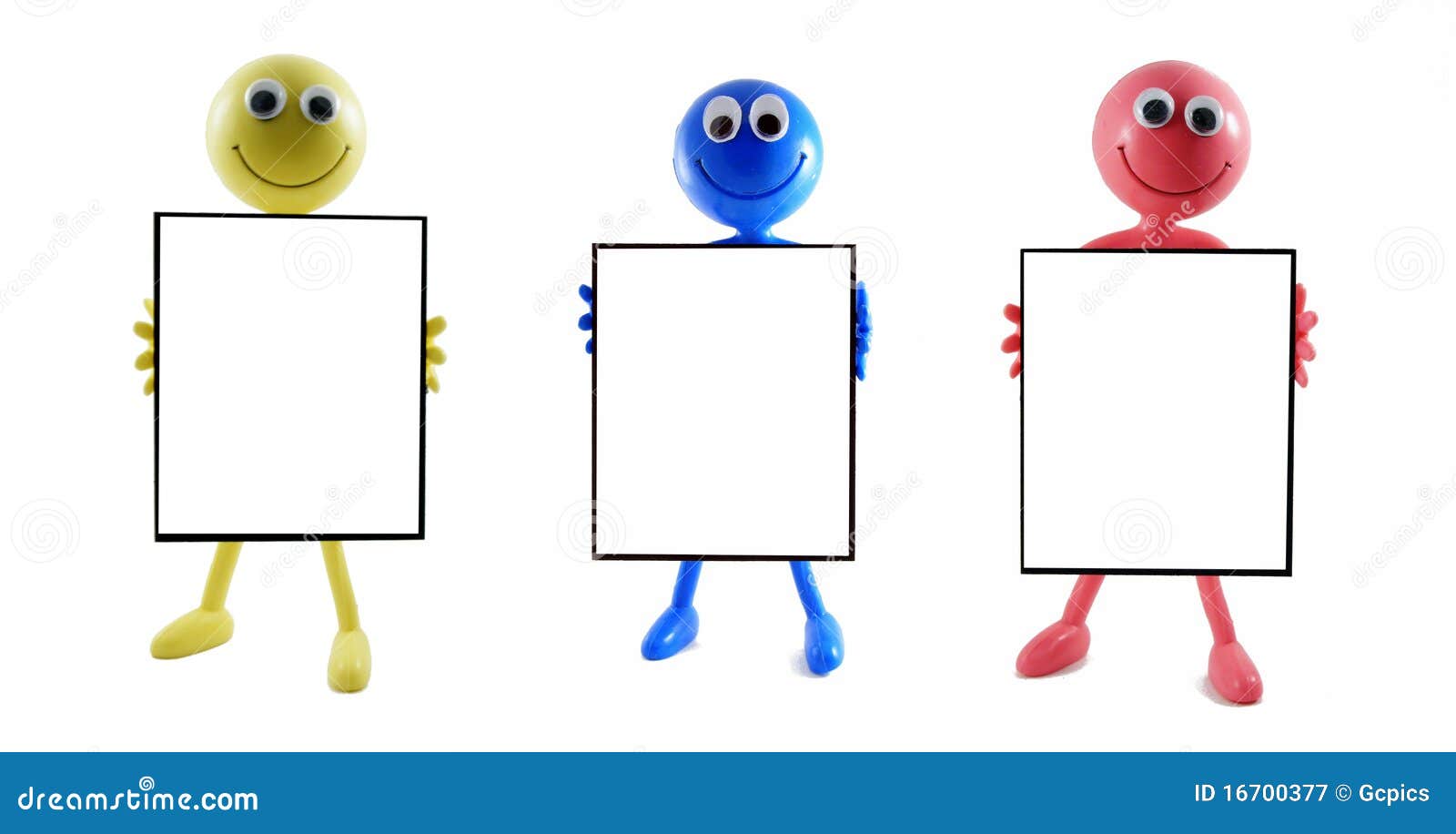 3 blank advert boards with smilies