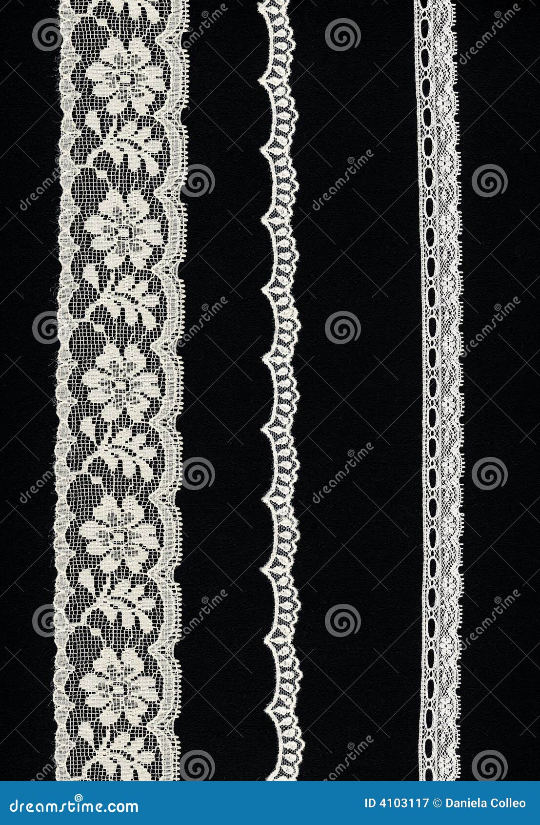 3 delicate lace borders stock image. Image of contour - 4103117