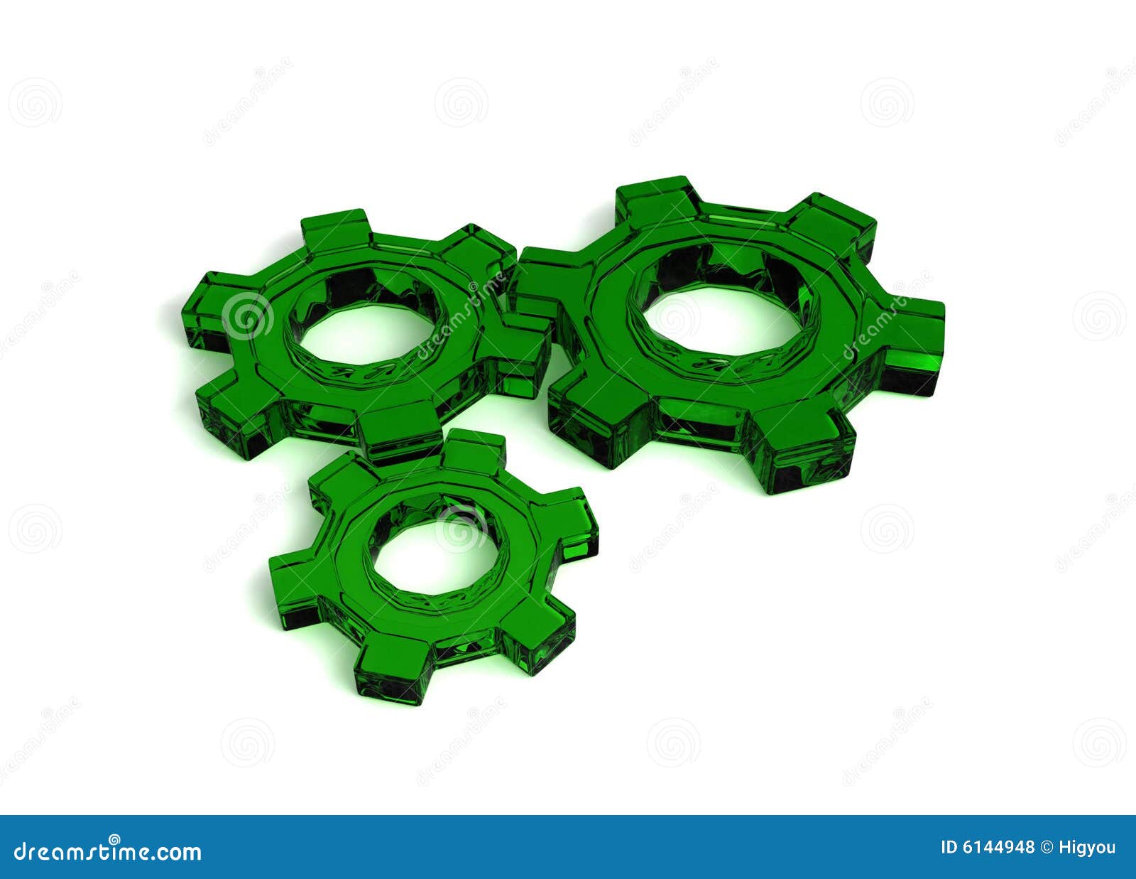 3 Green Gears stock illustration. Illustration of cutout 6144948