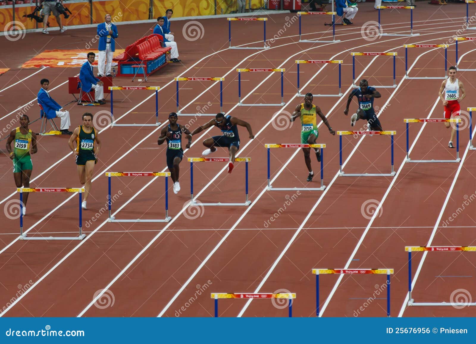3 Man US 400m Hurdle Team in Center Editorial Photo Image of track