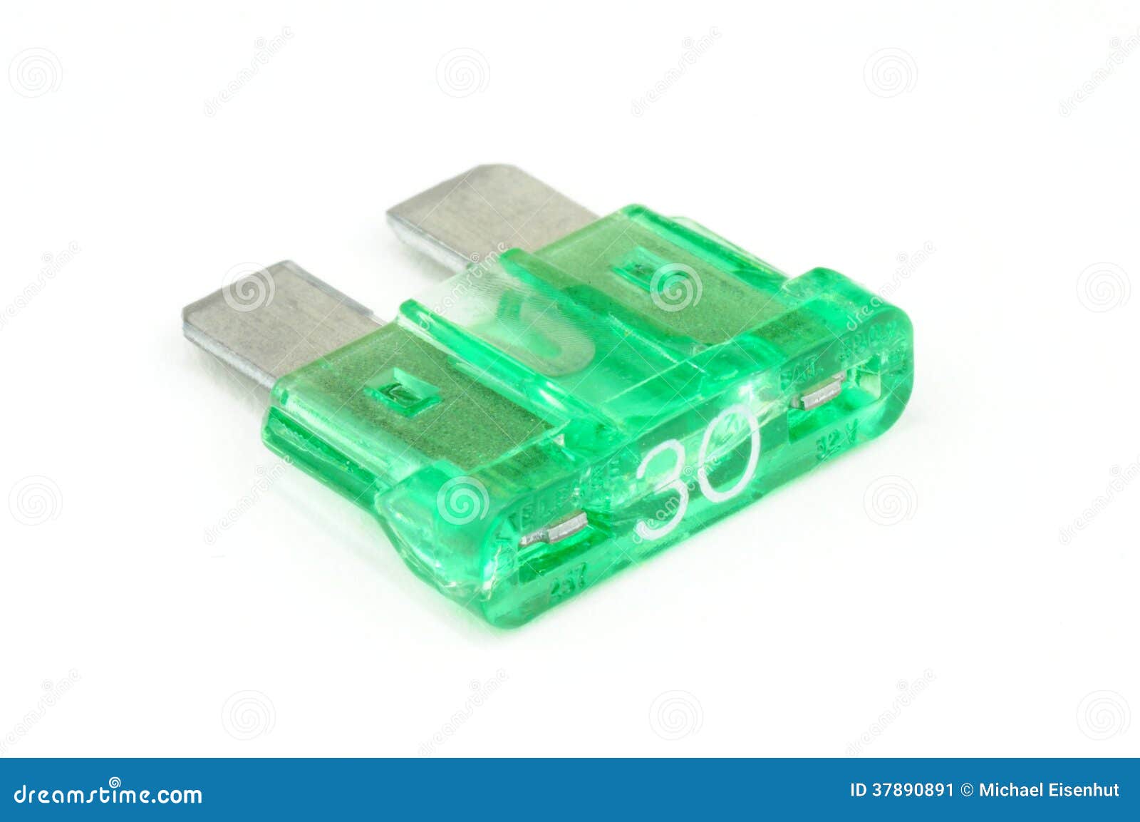 30Amp Blade Fuse (green) on White Stock Image Image of breaker