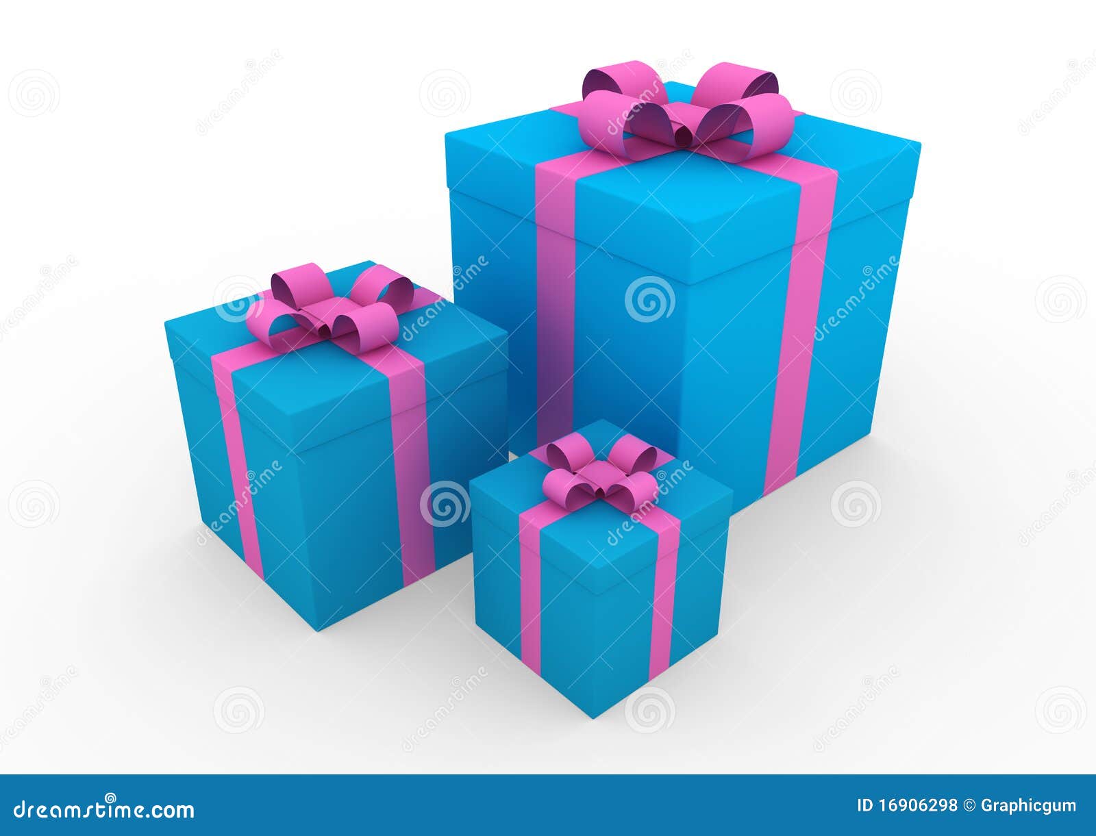 3d Blue Pink White Gift Box Stock Illustration Illustration of season