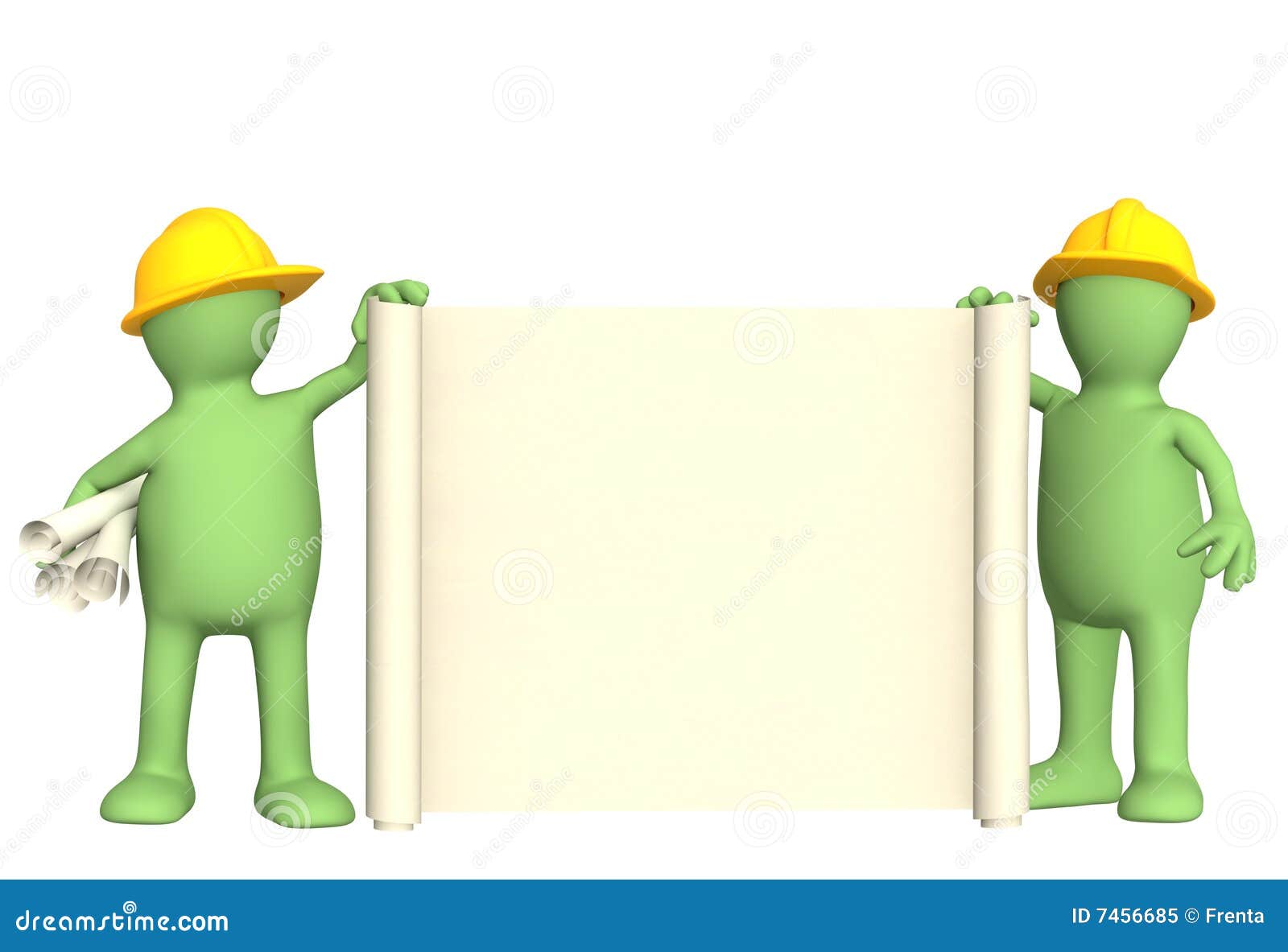 3d Builders With Roll Of Document Royalty Free Stock Photo Image