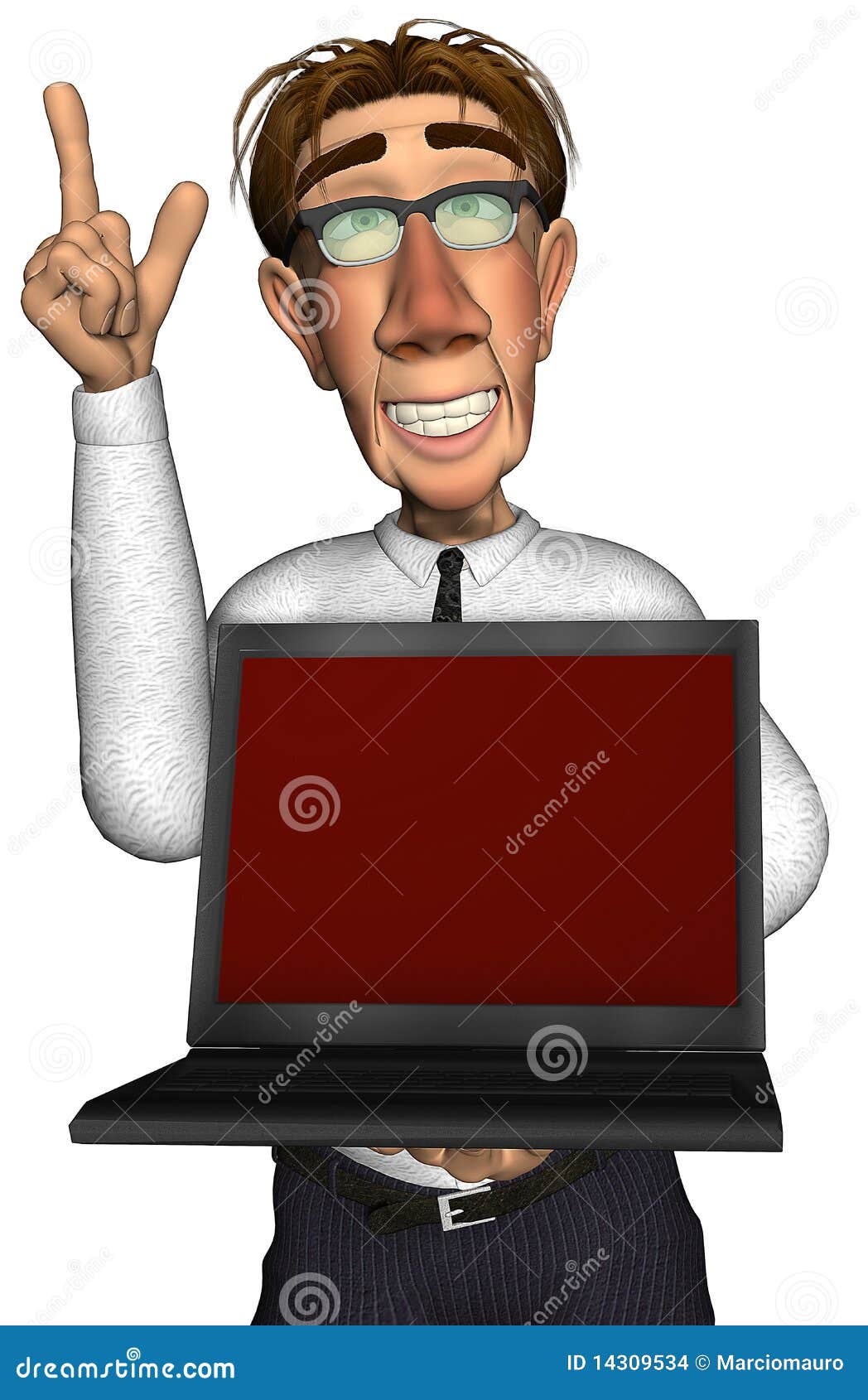 3d Business Man Laptop Cartoon Stock Images - Image: 14309534
