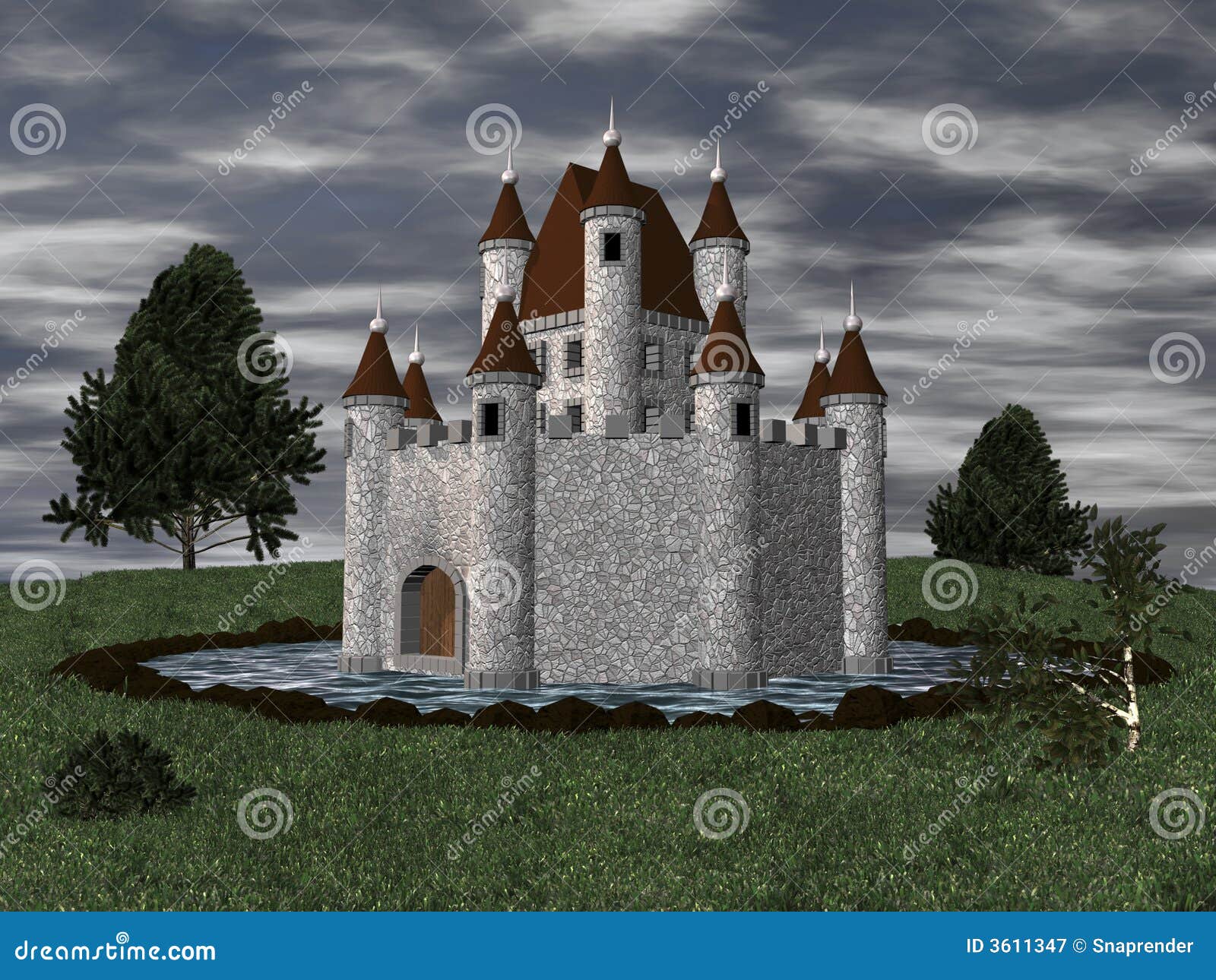 3d castle with moat