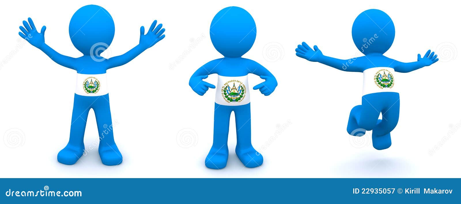 3d Character Textured With Flag Of El Salvador Stock Illustration