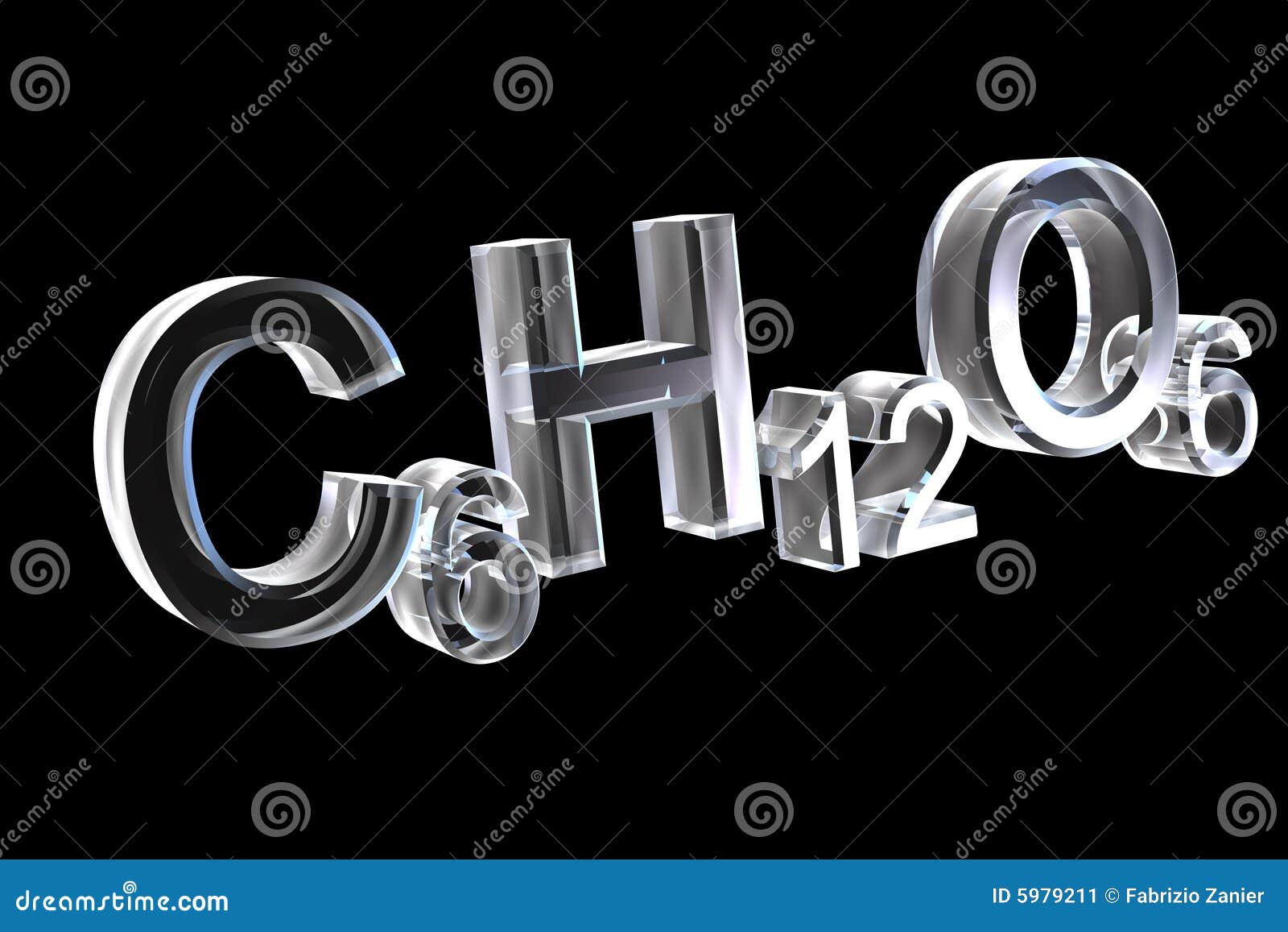 3d Chemistry Formulas in Glass of Hexose Stock Illustration