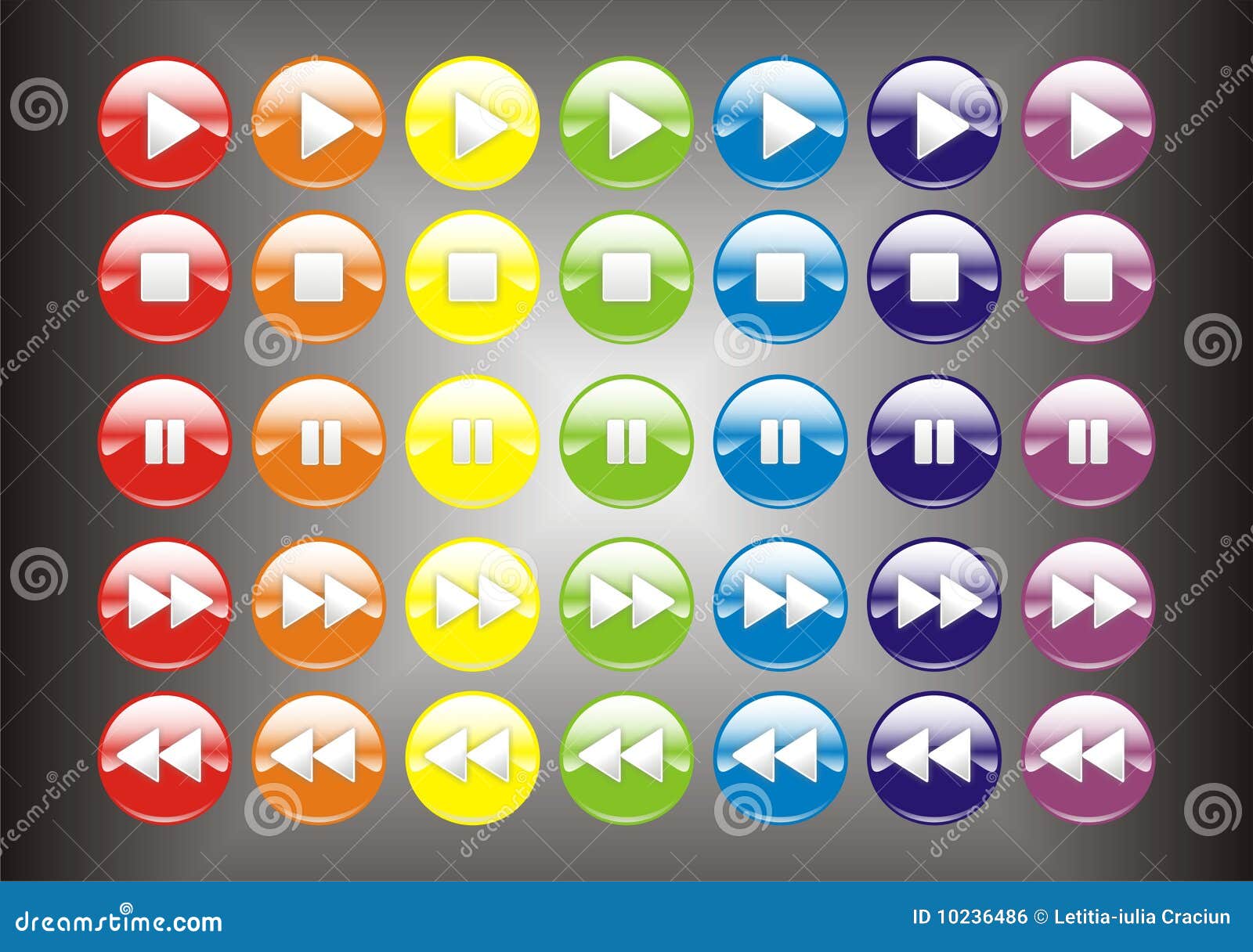 3D Colorful player buttons stock vector. Illustration of lightning