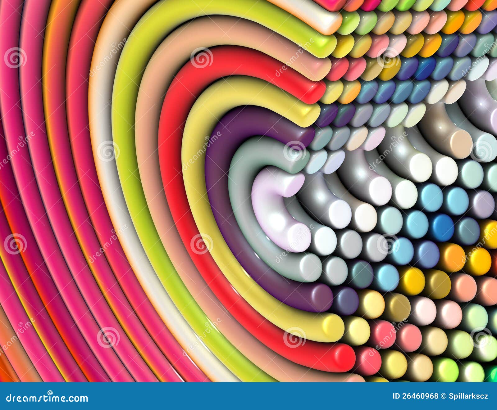 3d Curved Tube Shapes in Rainbow Color Stock Illustration