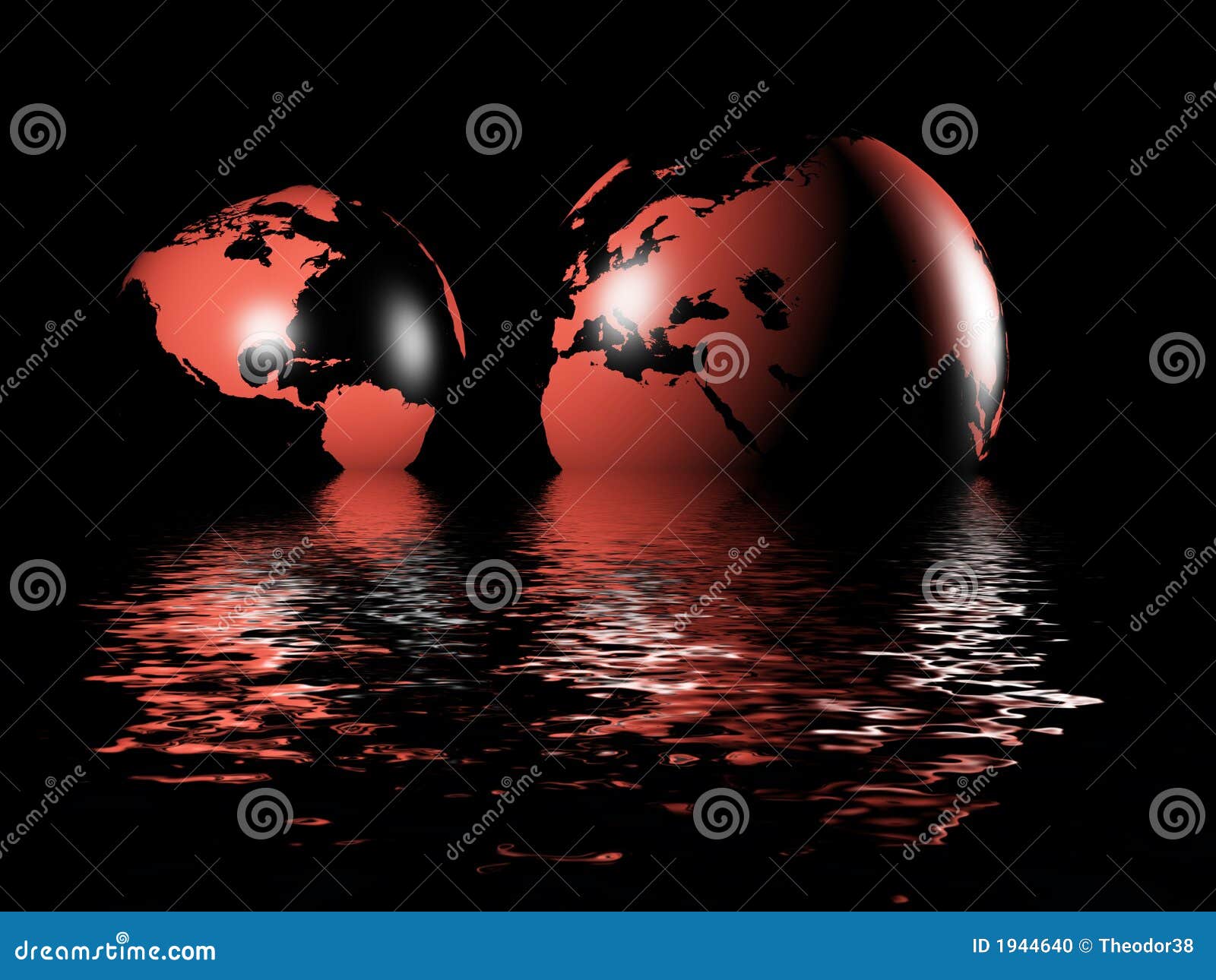 3d earth. Two 3d rendered globes showing all the continents