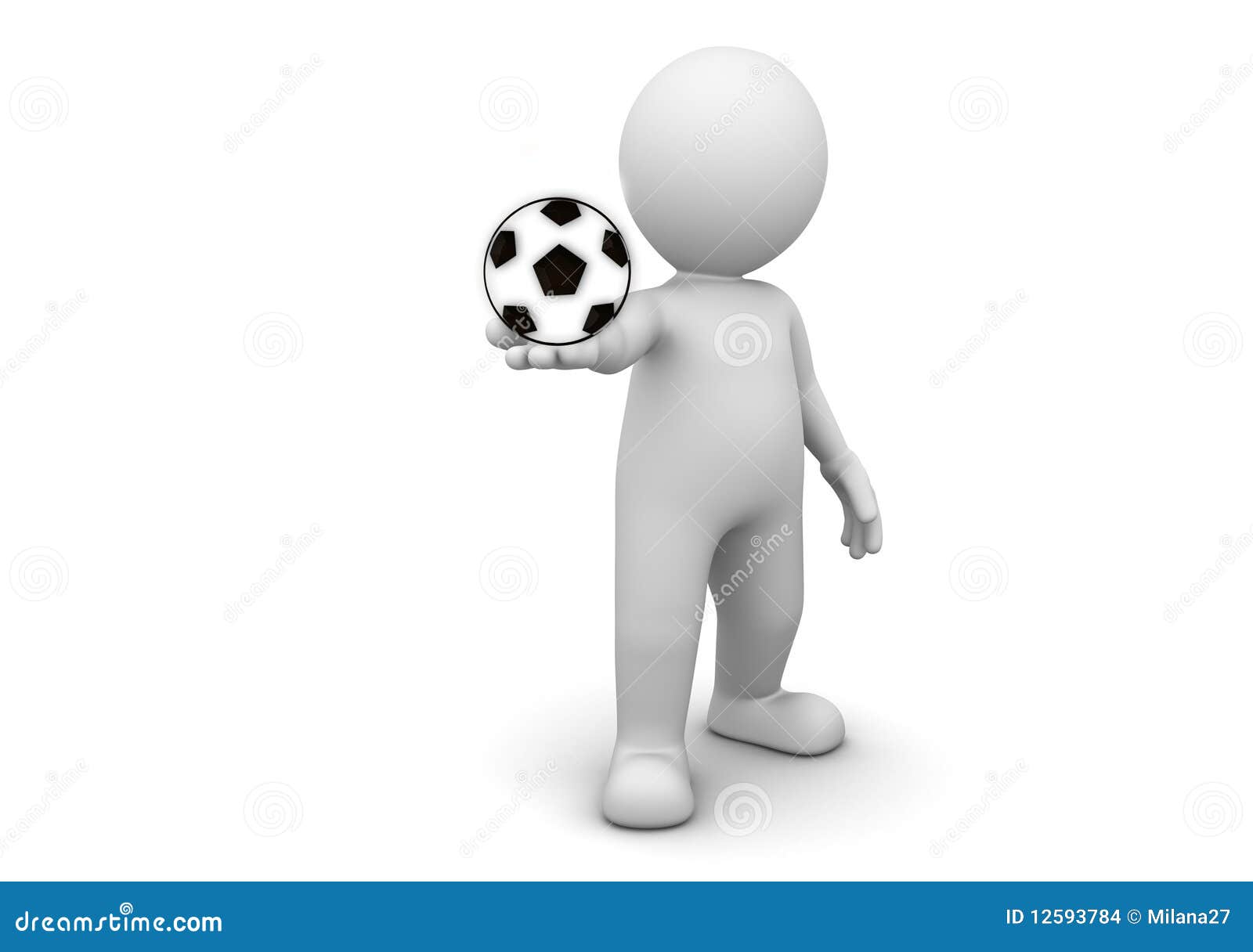 3D Figure of a Man with the Ball Stock Illustration Illustration of
