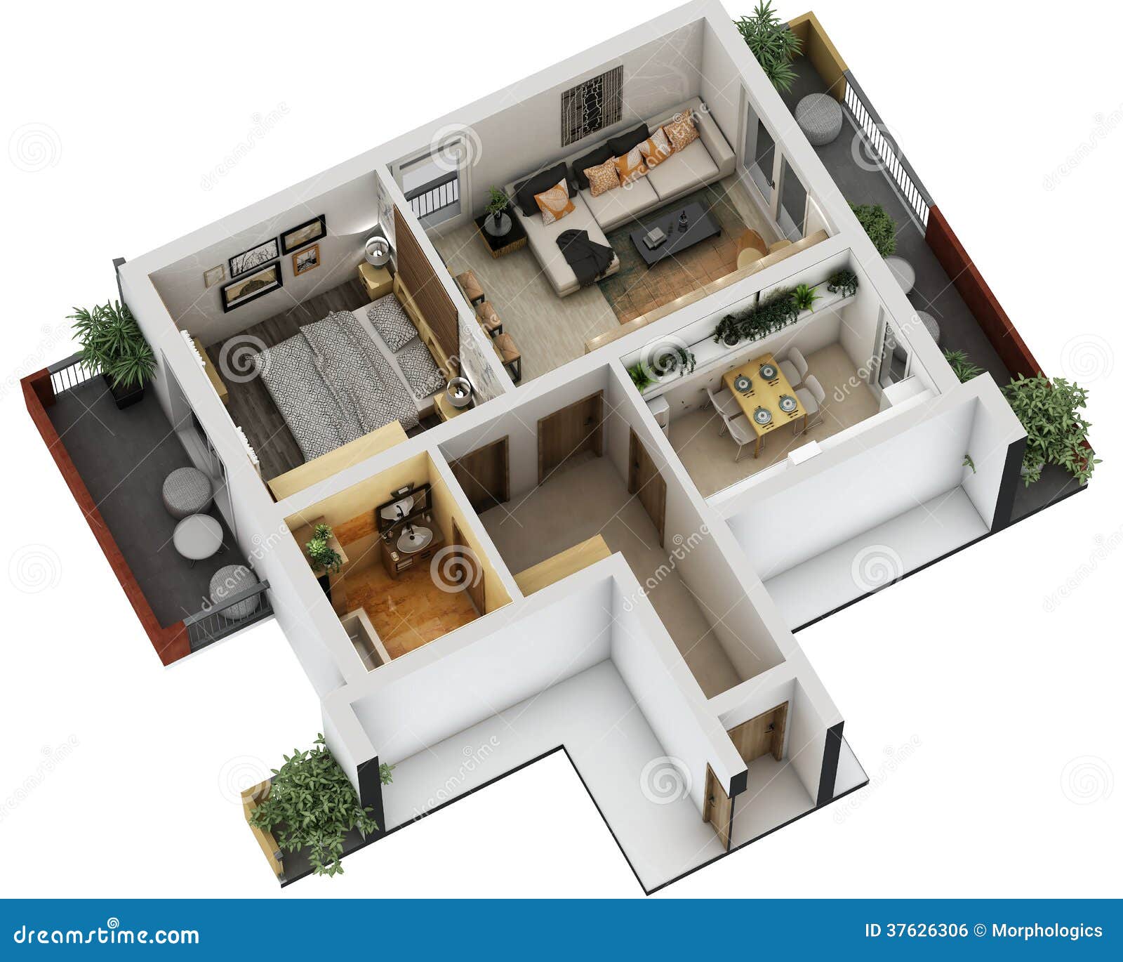 3d floor plan stock illustration. Illustration of city 