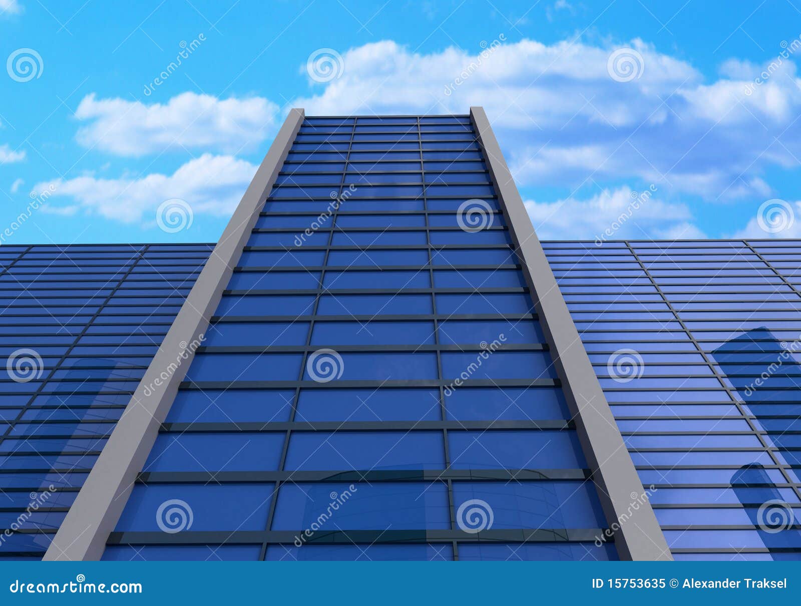 3d, Glass Buildings with the Sky and Clouds Stock Illustration ...