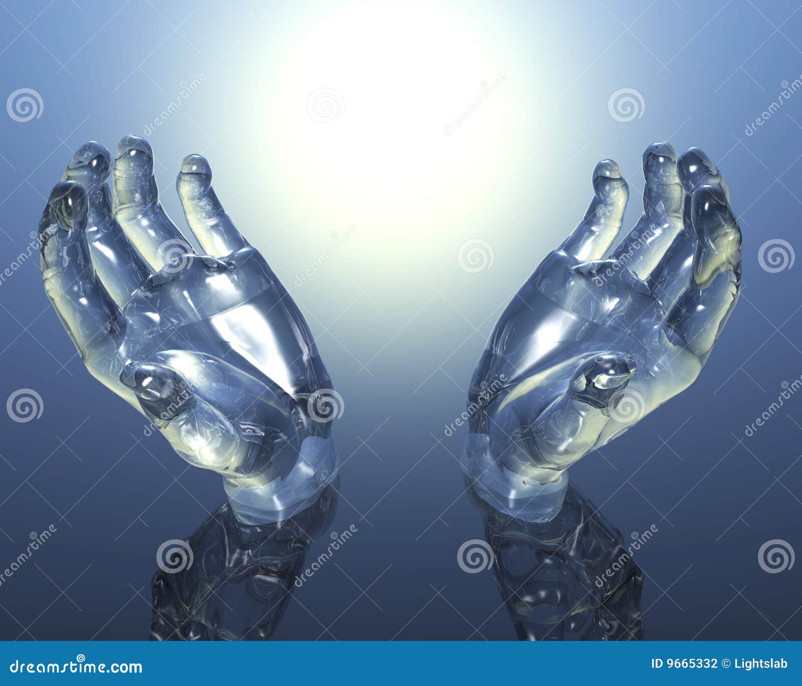 3D glass hands stock illustration. Illustration of light 9665332