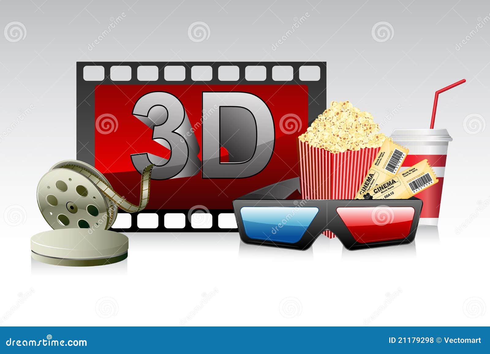 3d Glasses with Film Strip stock vector. Illustration of optical